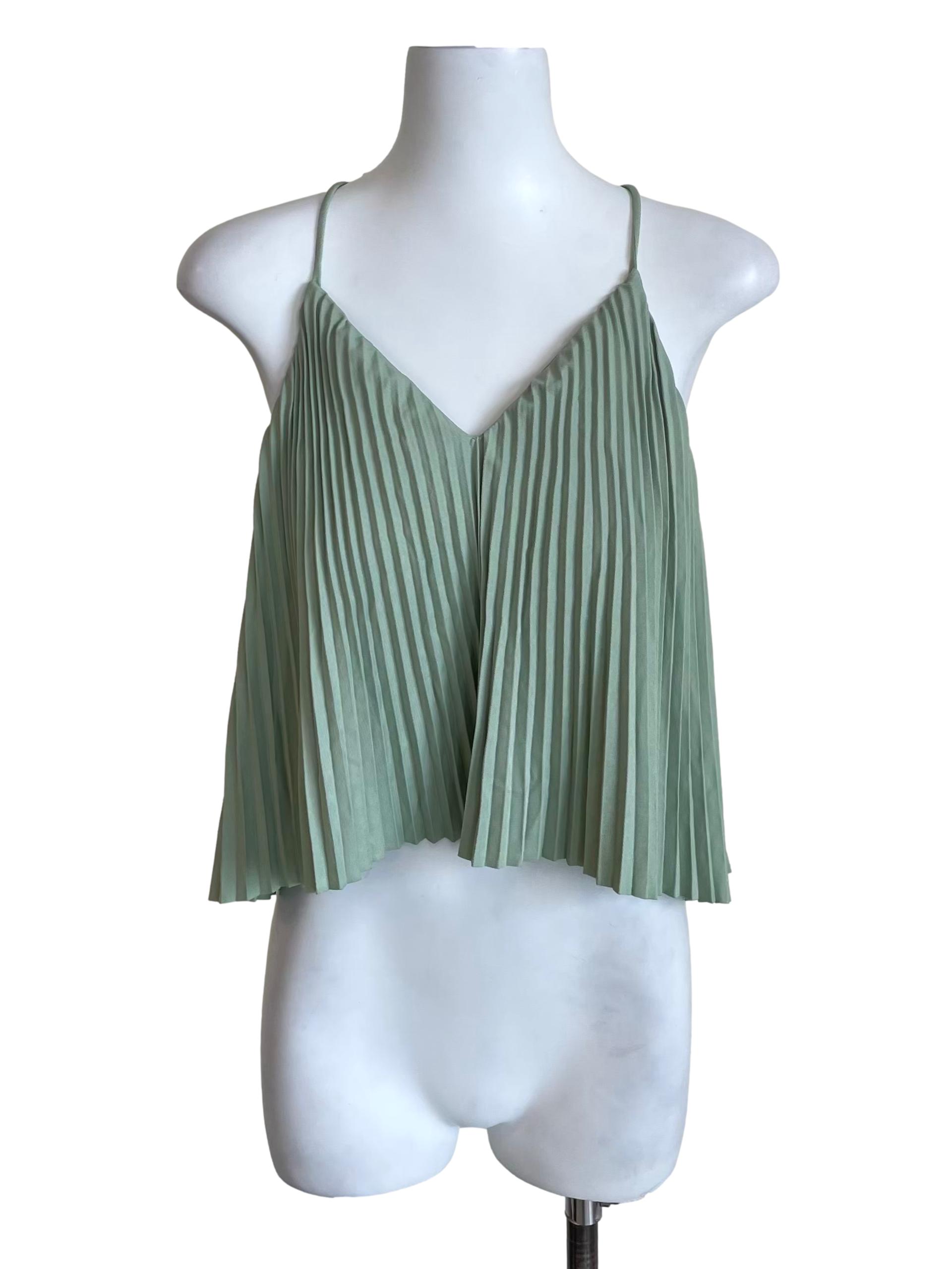 Green Accordion Crossed Straps Mini Top