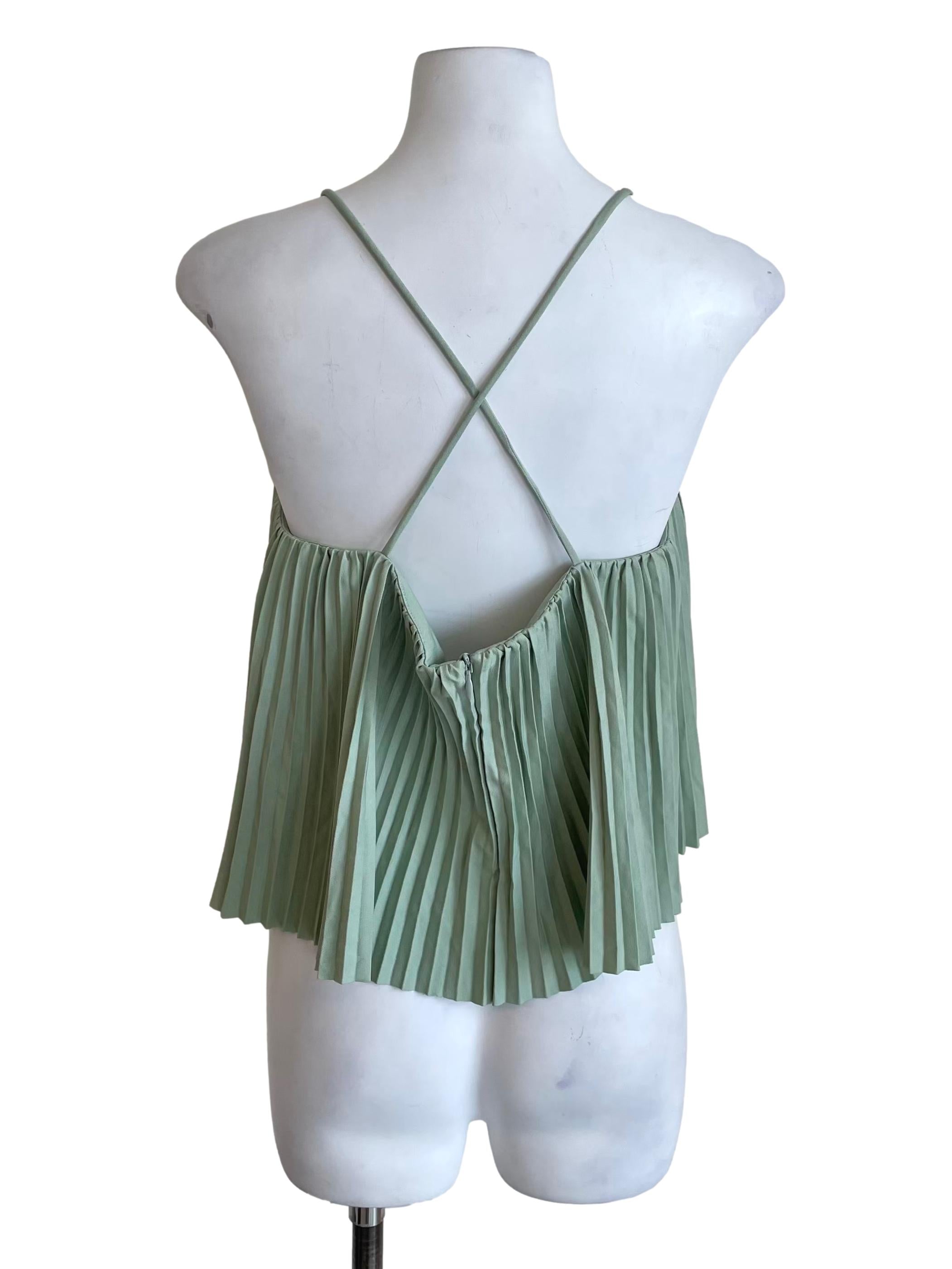 Green Accordion Crossed Straps Mini Top