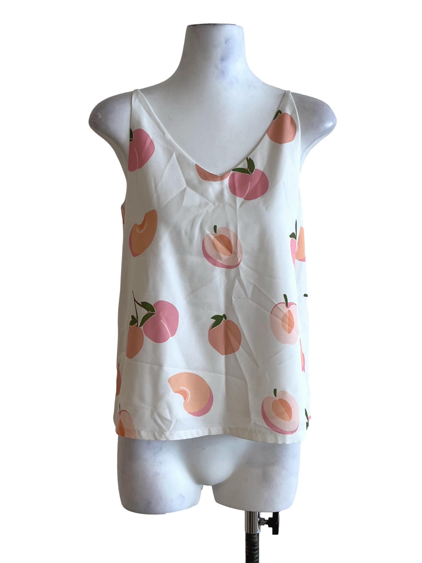 White V-Neckline Sleeveless Top