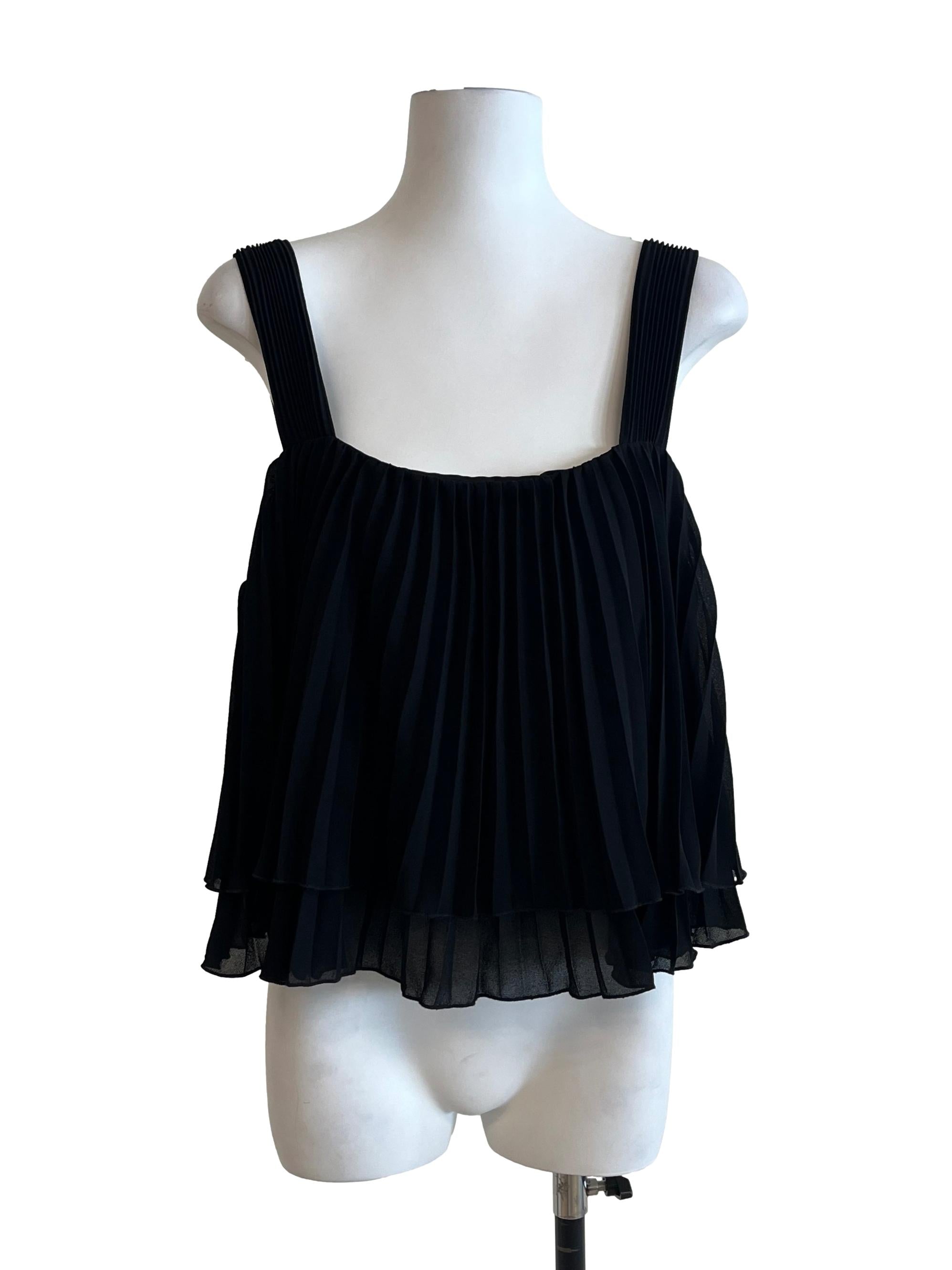 Pitch Black Square Neck Sleeveless Top