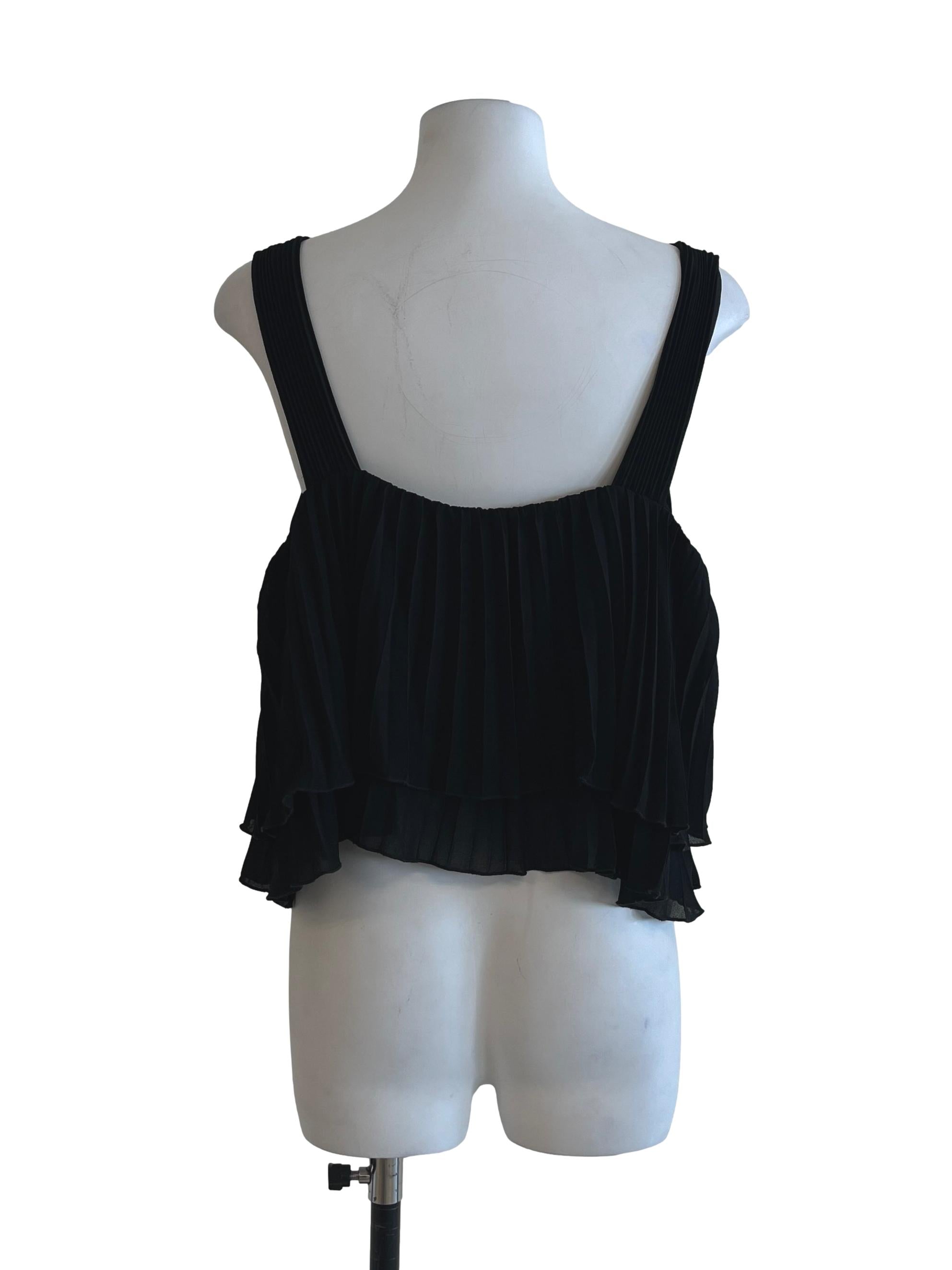 Pitch Black Square Neck Sleeveless Top