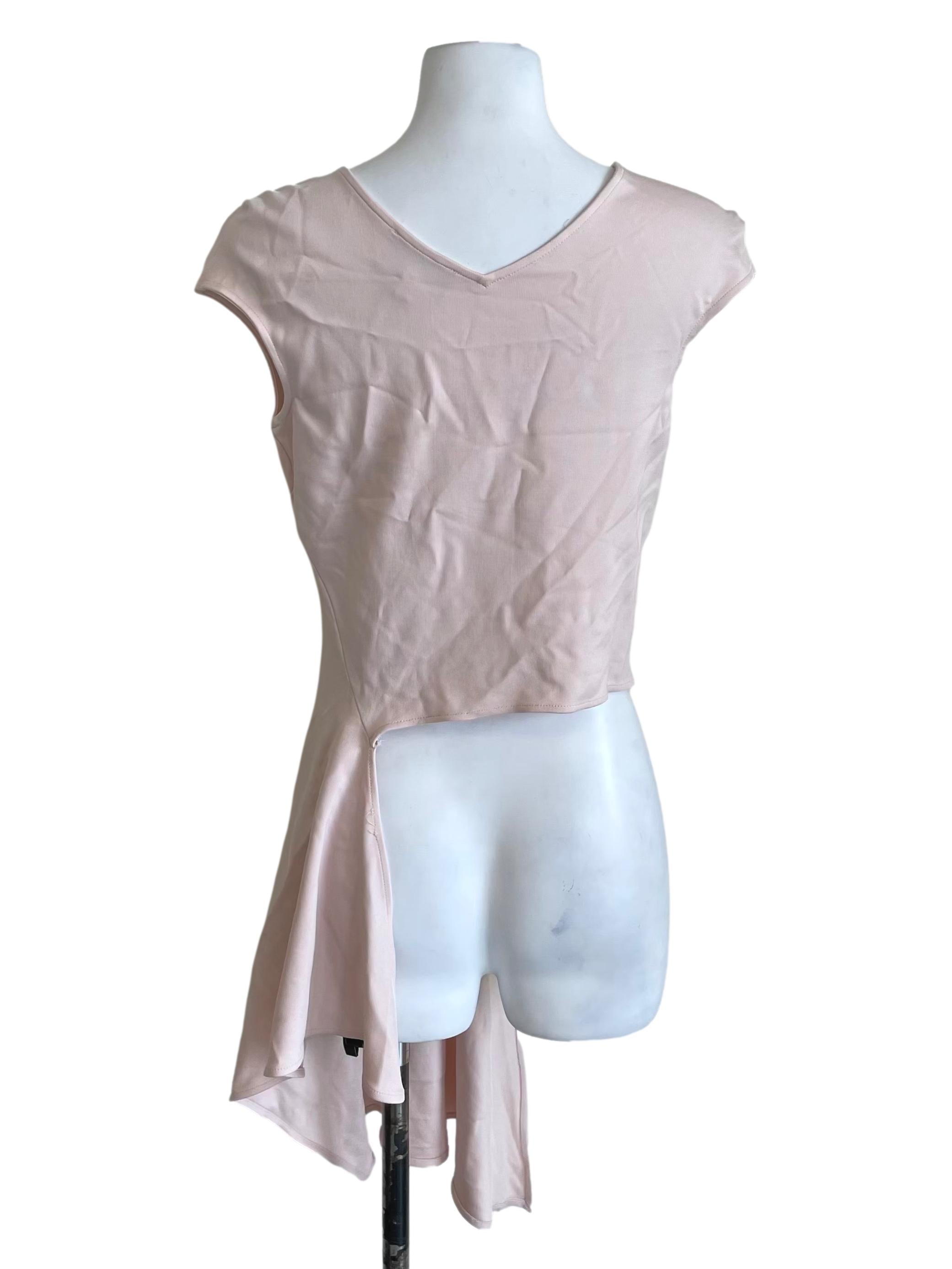 Pale Pink Asymmetrical Cap Sleeve Top