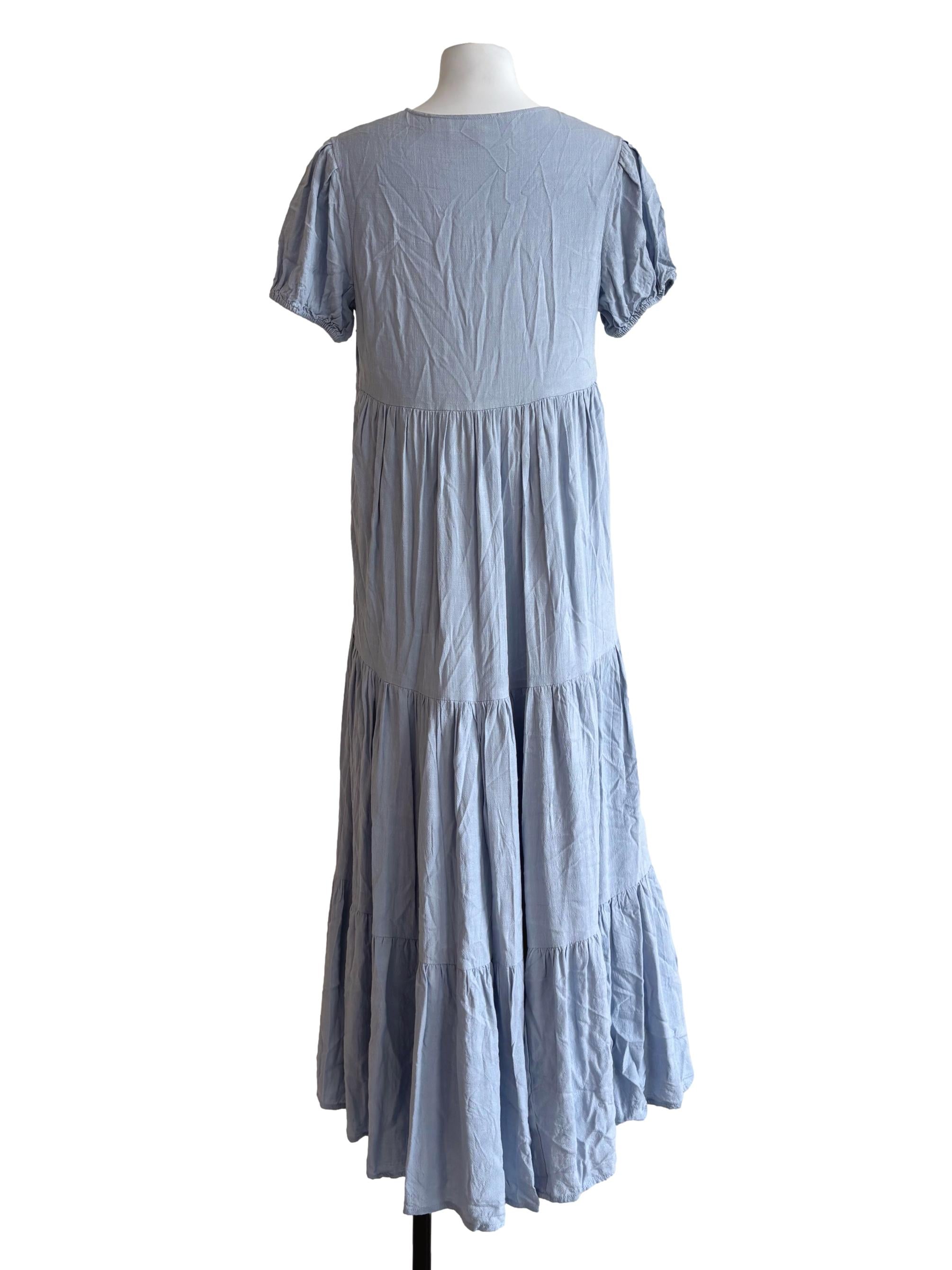 Baby Blue Short Sleeve Tier Dress