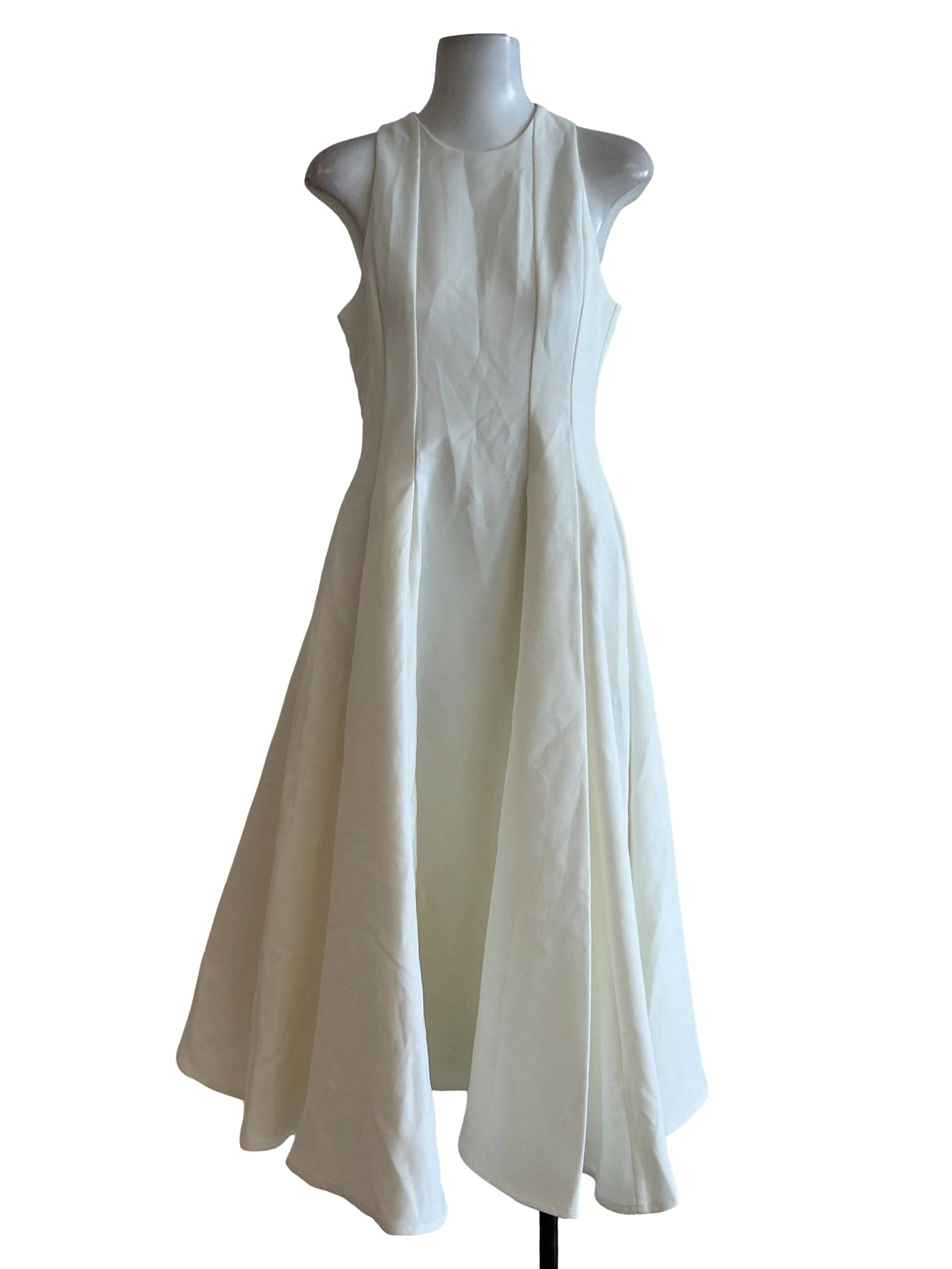 Ivory White Pleated Midi Dress