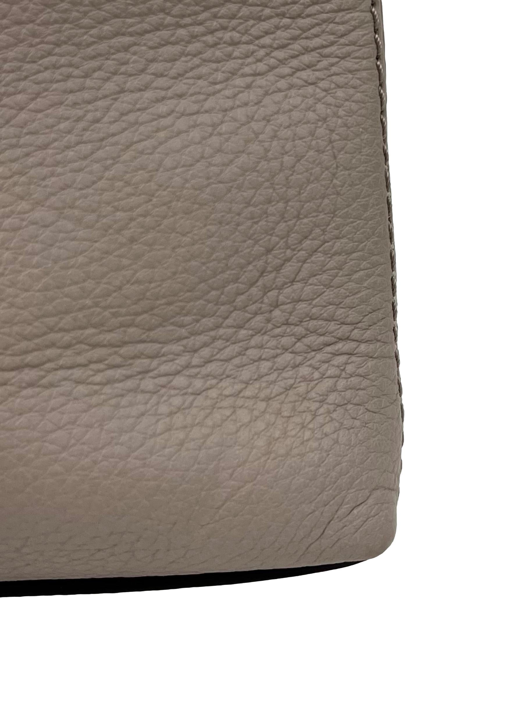 Taupe Pebbled Leather Clutch with Tassel