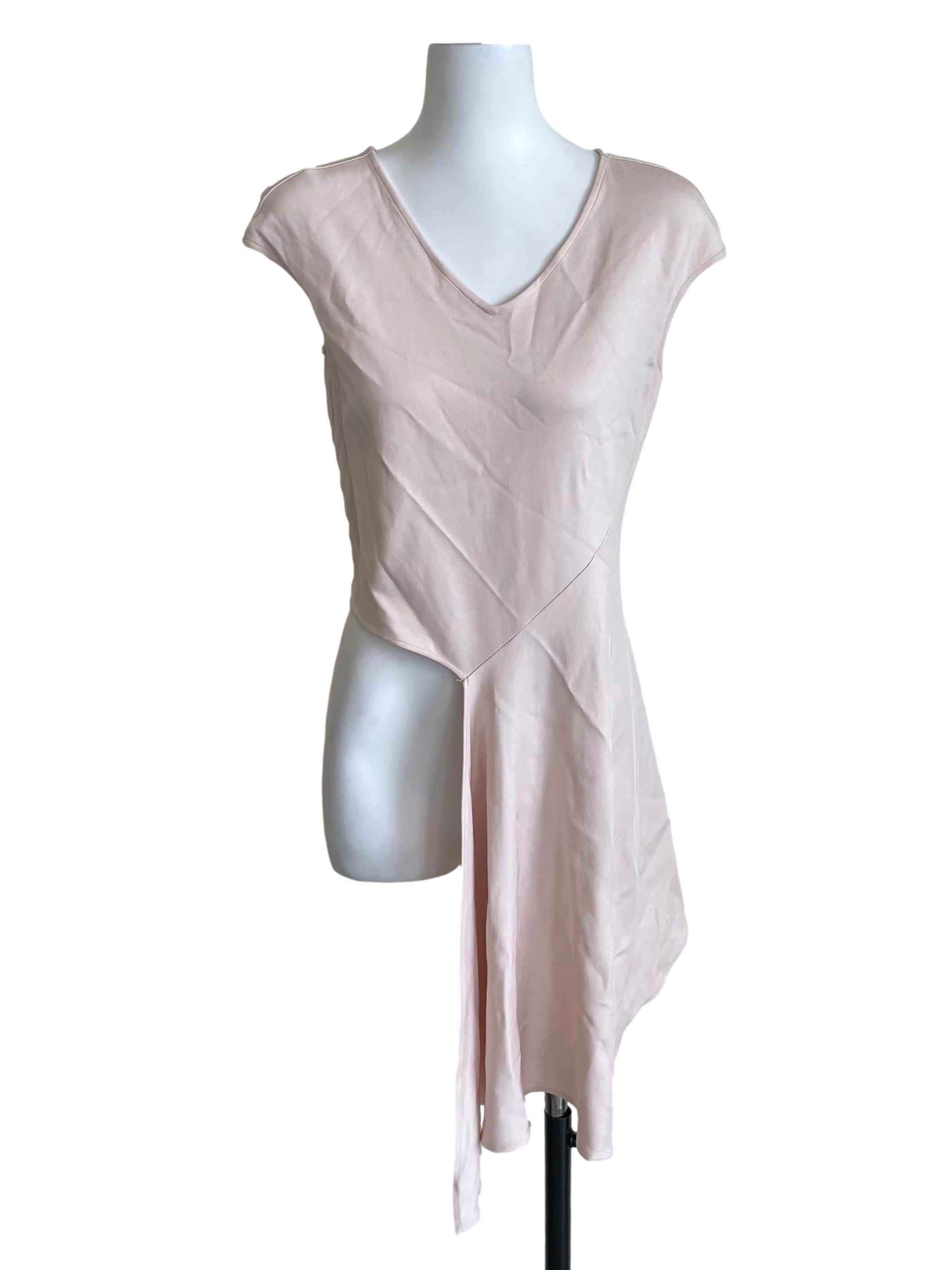 Pale Pink Asymmetrical Cap Sleeve Top