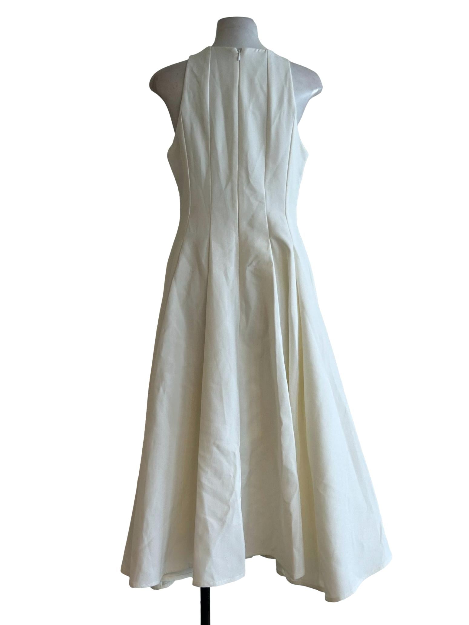 Ivory White Pleated Midi Dress