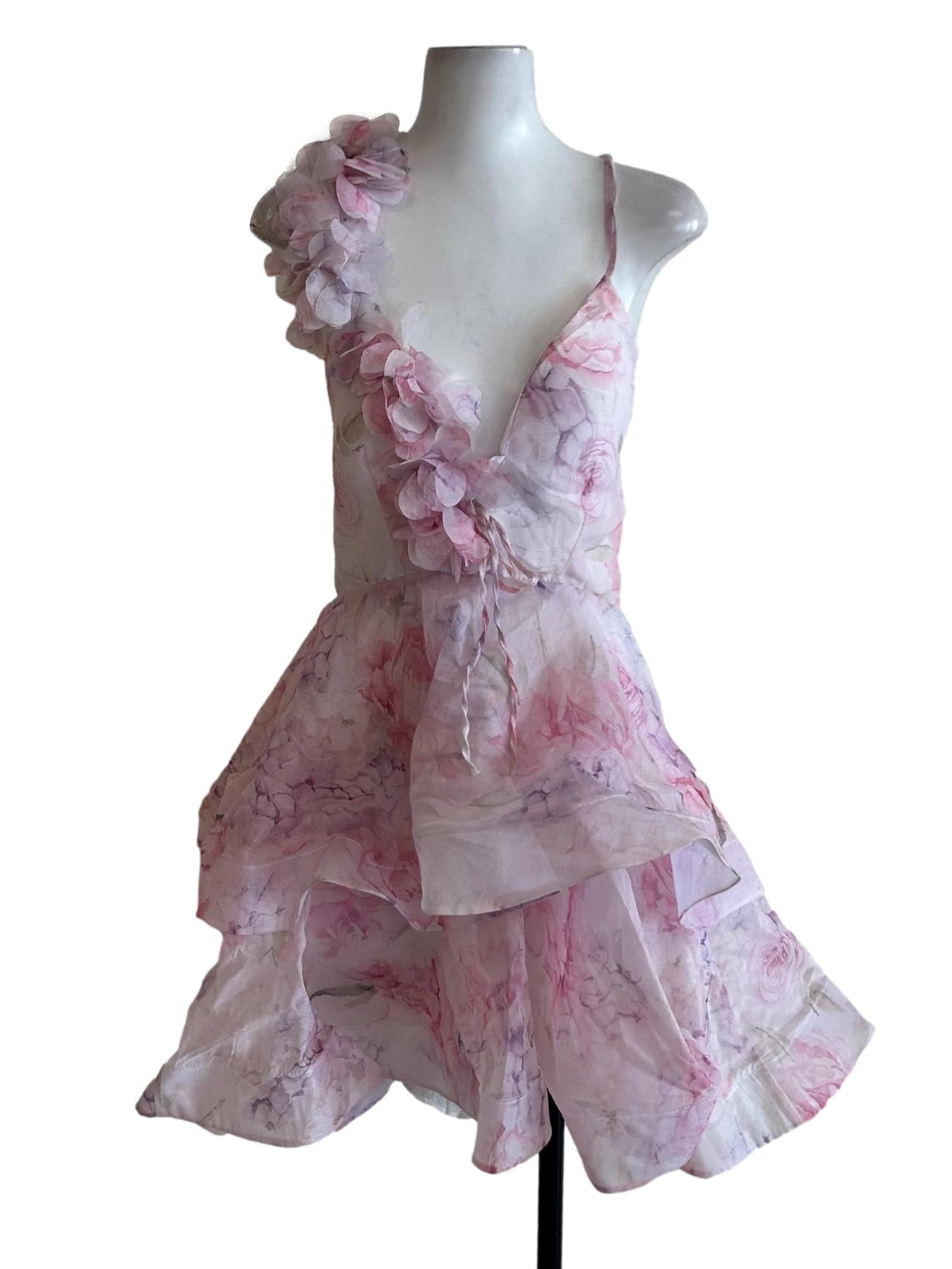 Purple Floral Ruffled Dress