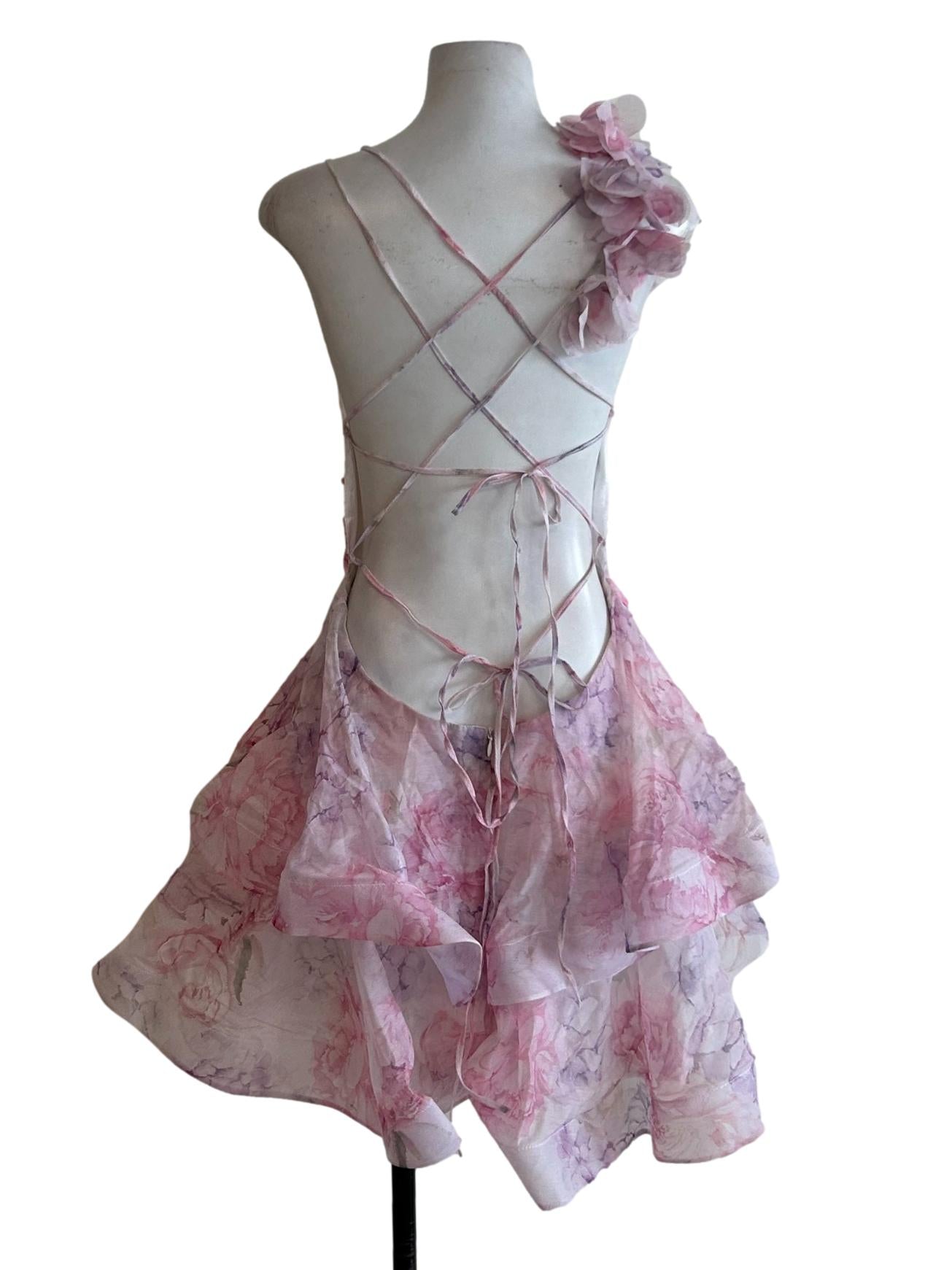 Purple Floral Ruffled Dress
