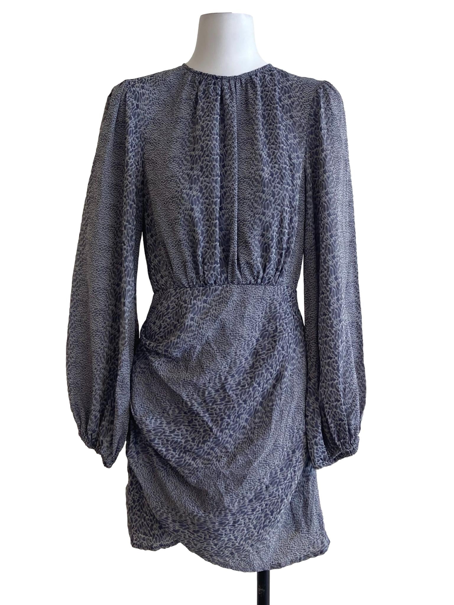 Blue Leopard Cowl Mini Dress