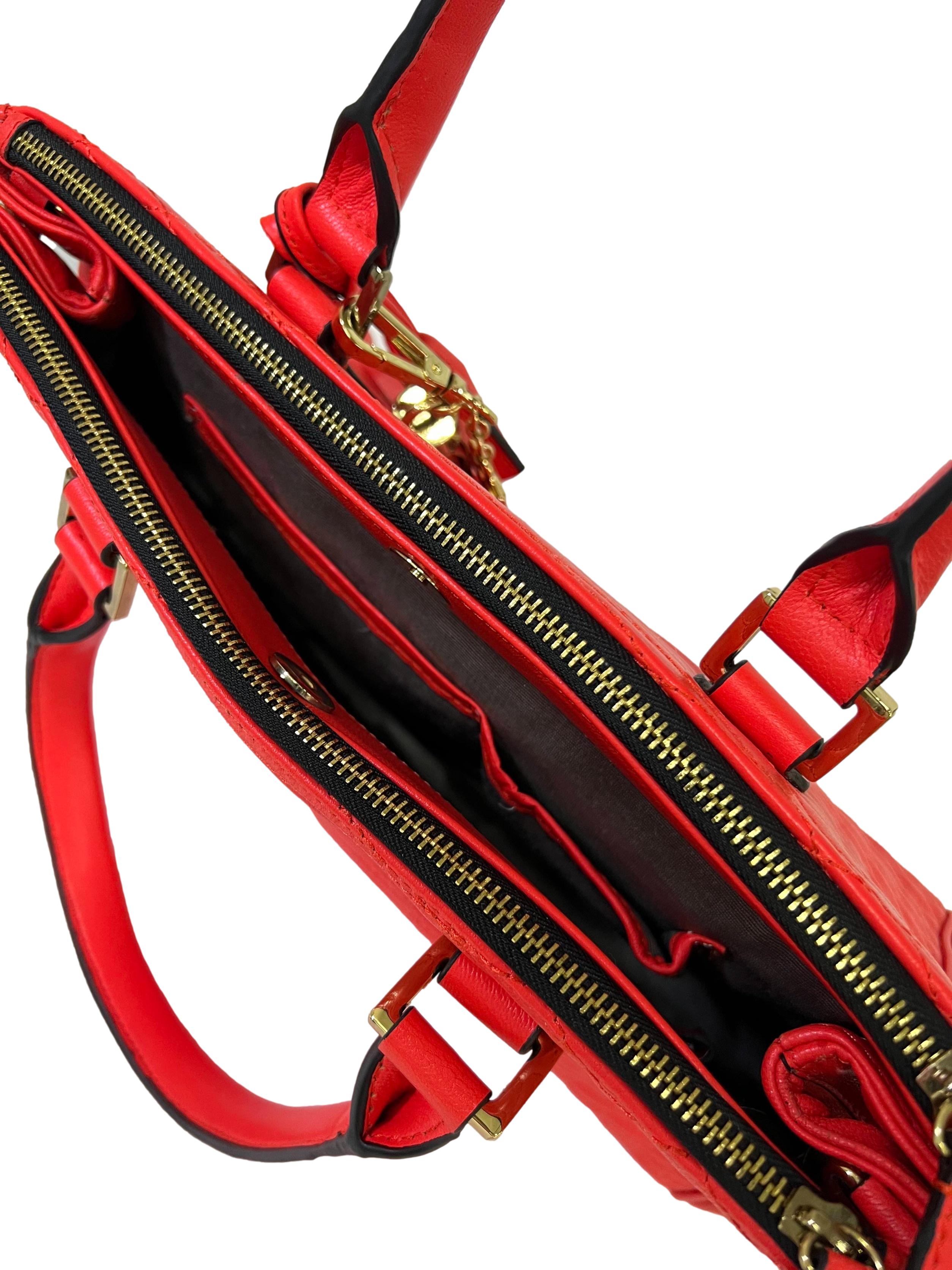 Neon Orange Leather Handbag CSN