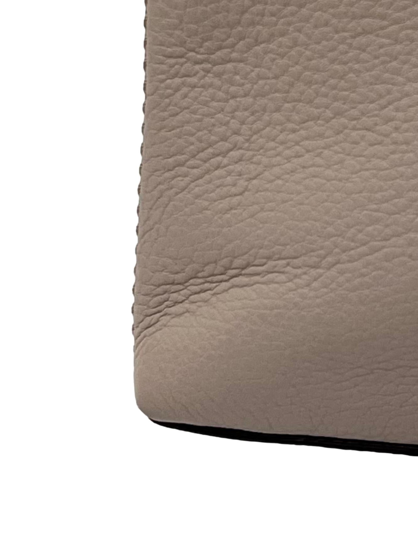 Taupe Pebbled Leather Clutch with Tassel