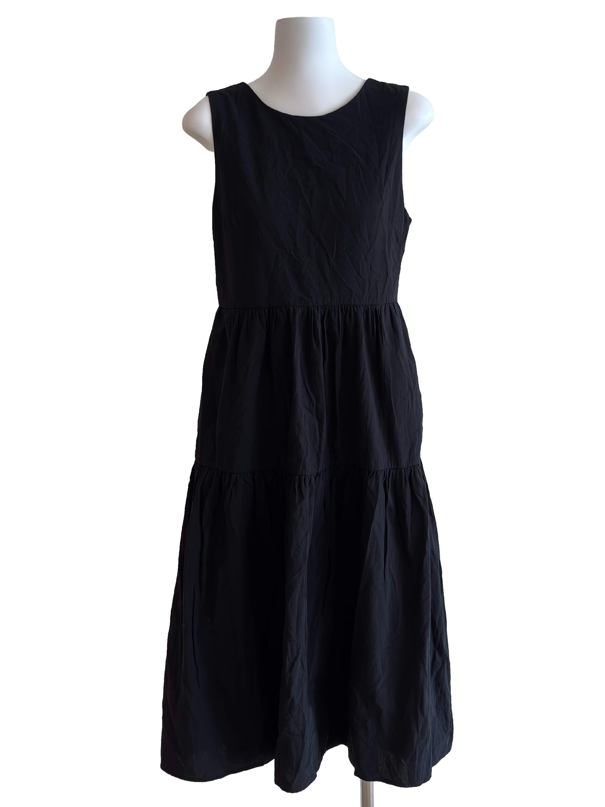 Onyx Black Scoop Back Tiered Dress