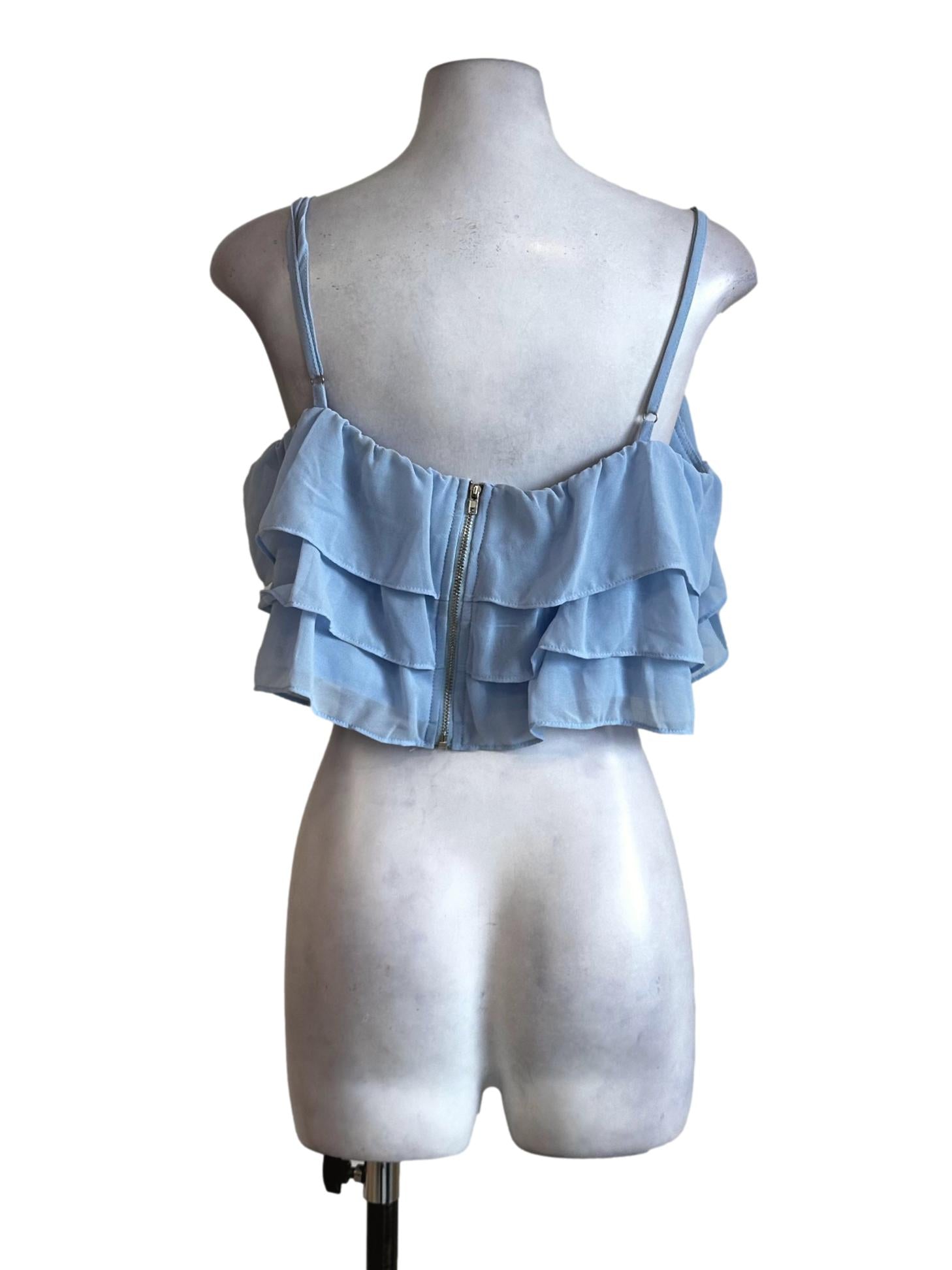 Pastel Blue Chiffon Layer Crop Top YHF