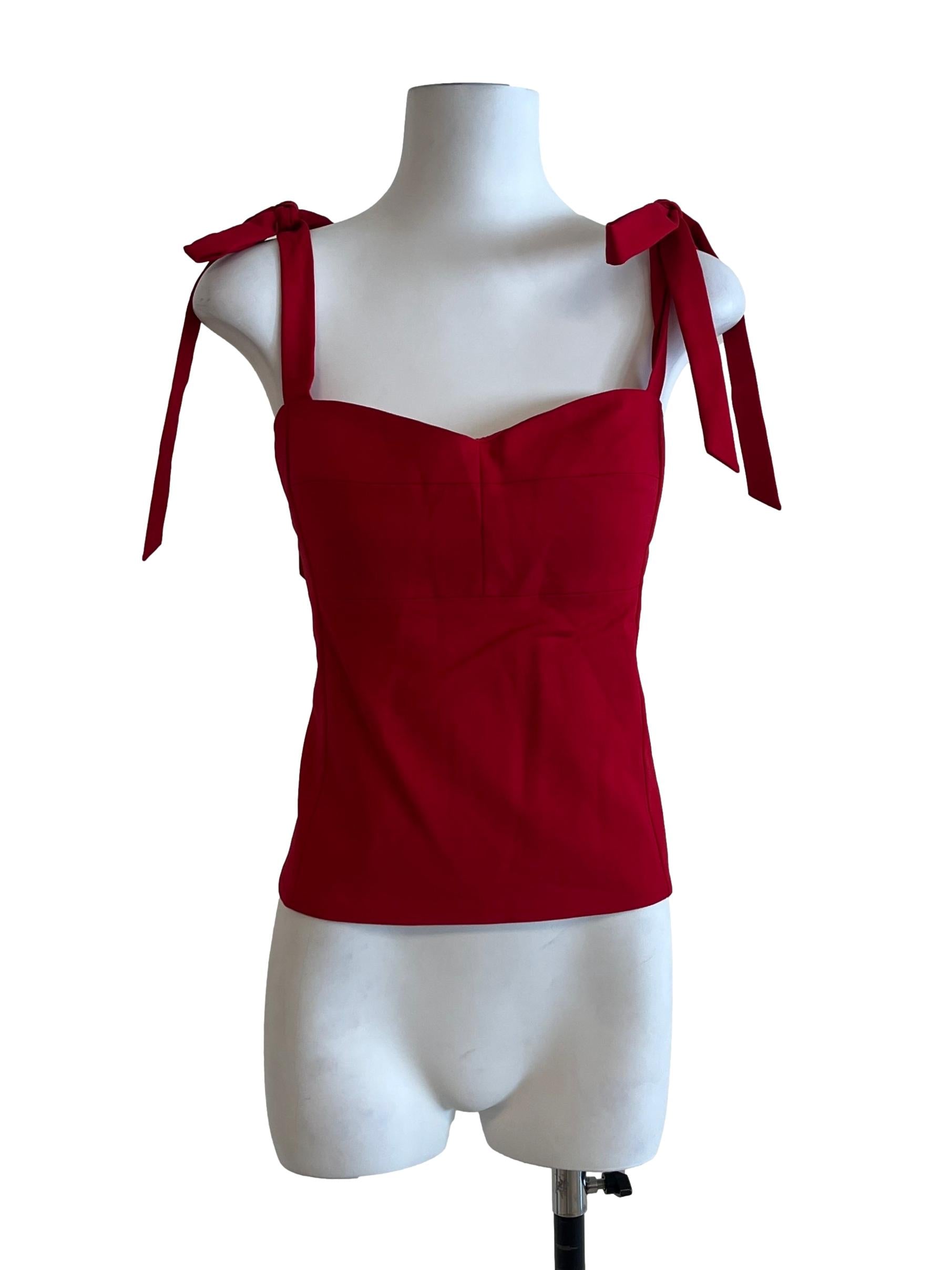 Scarlet Red Sweetheart Sleeveless Top