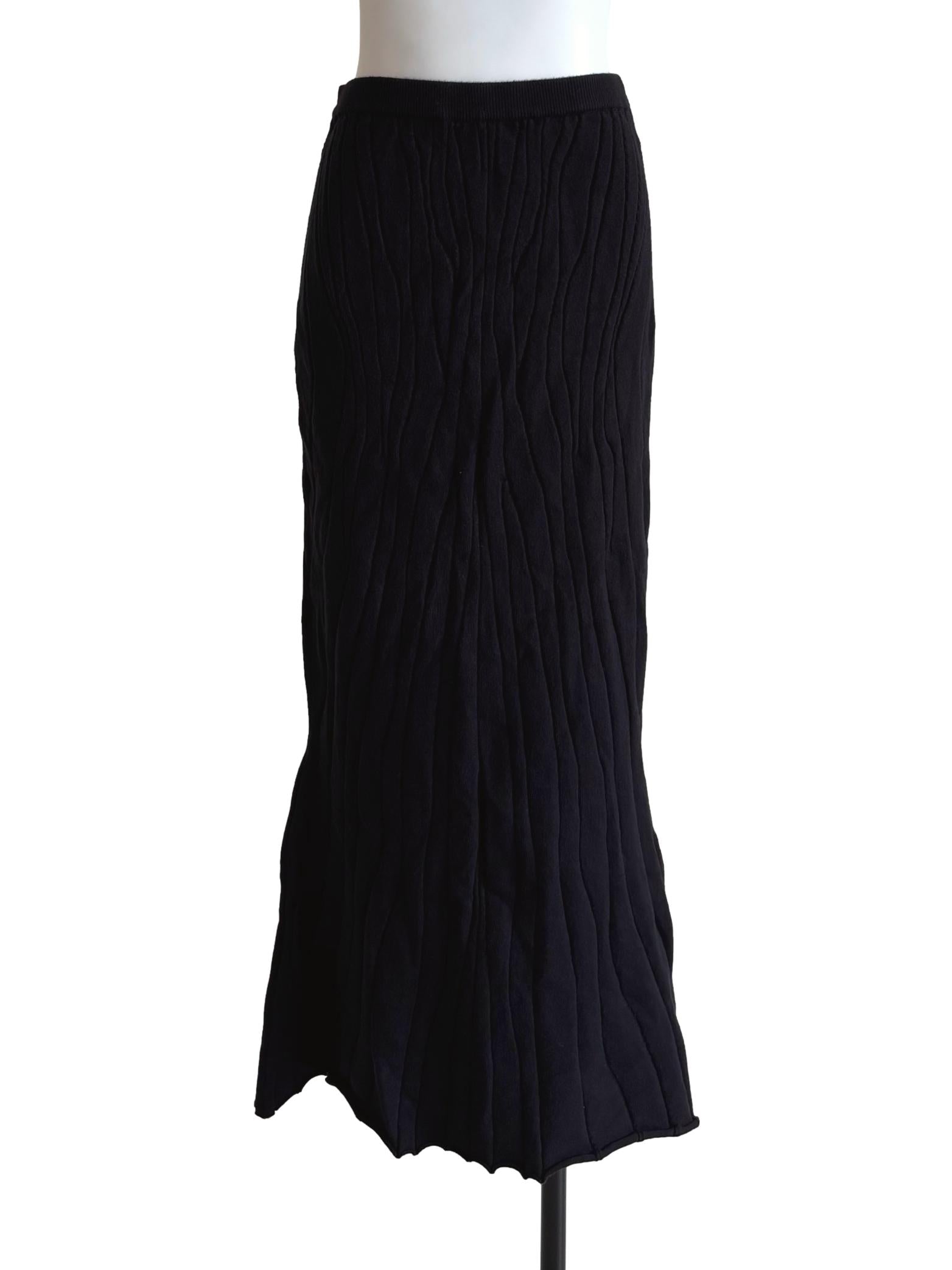 Parisian Black Ribbed Pencil Skirt TCL