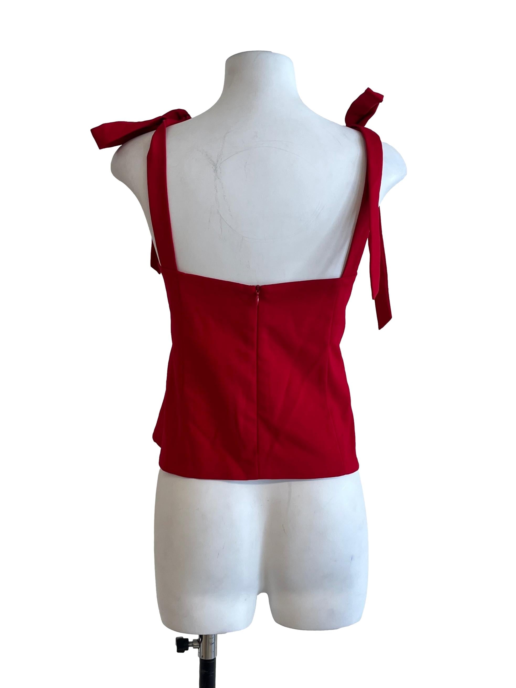 Scarlet Red Sweetheart Sleeveless Top