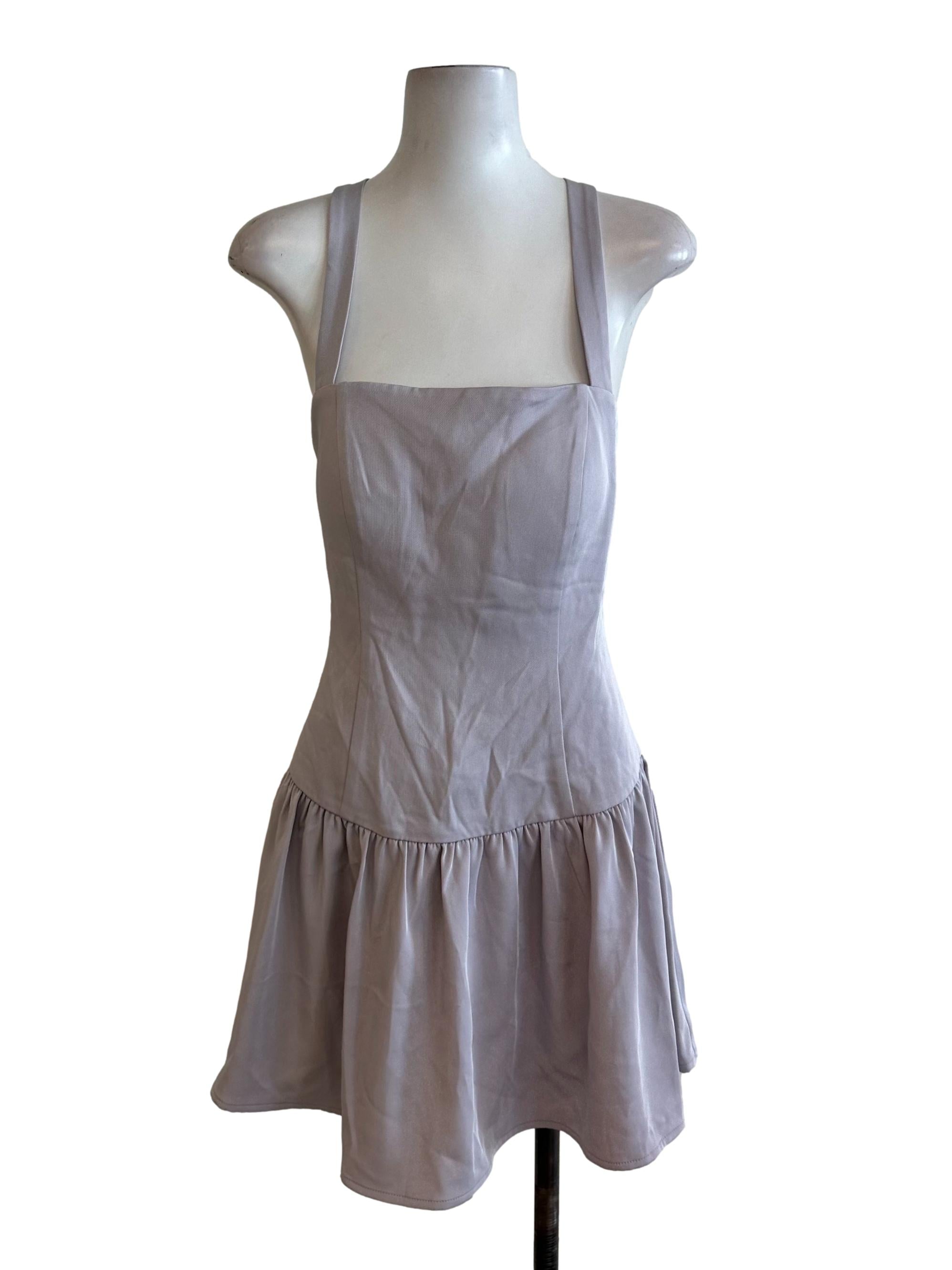 Ash Purple Square Neck Dropwaist Dress