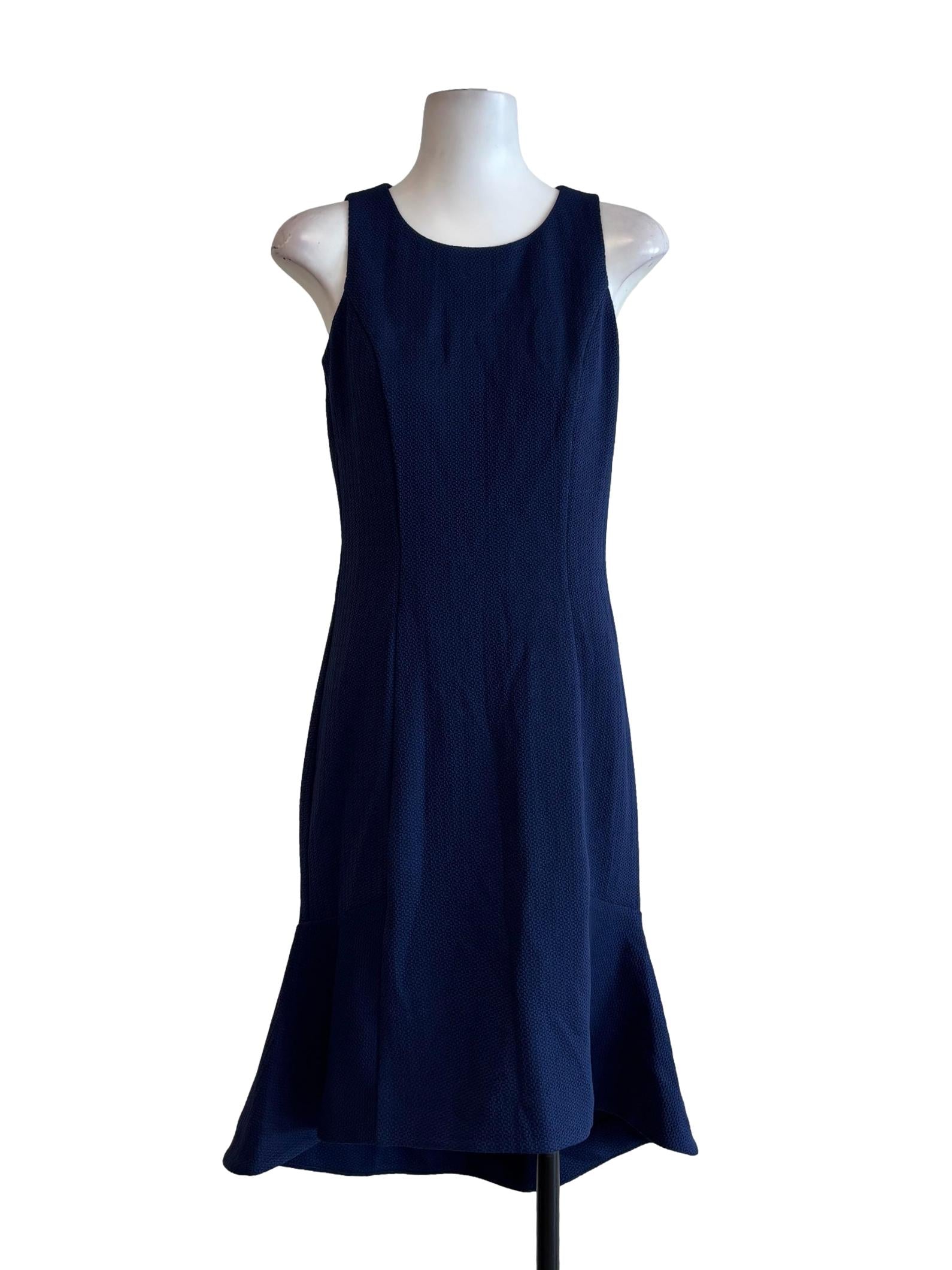Navy Blue Round Neck Sleeveless Mermaid Dress