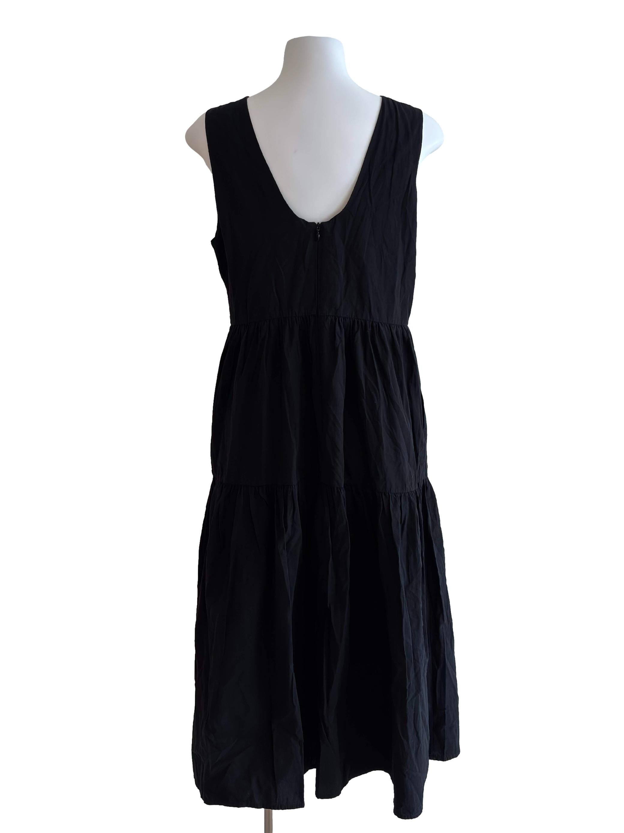 Onyx Black Scoop Back Tiered Dress