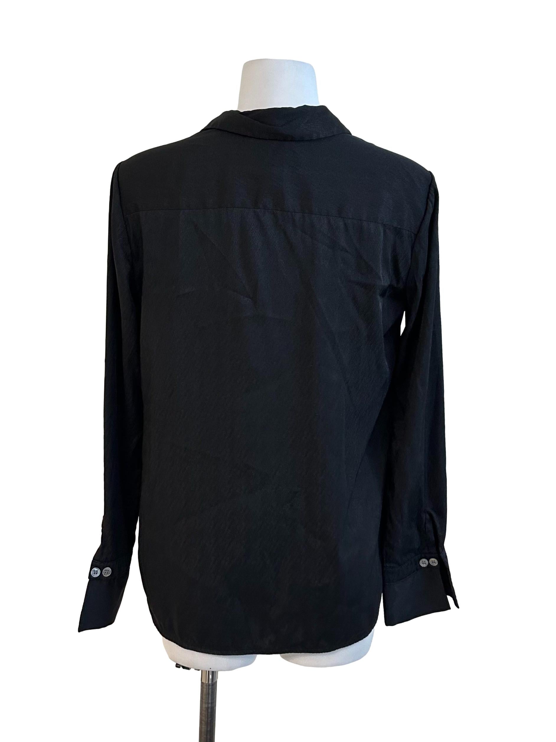 Raven Black Collar Front Tie Top