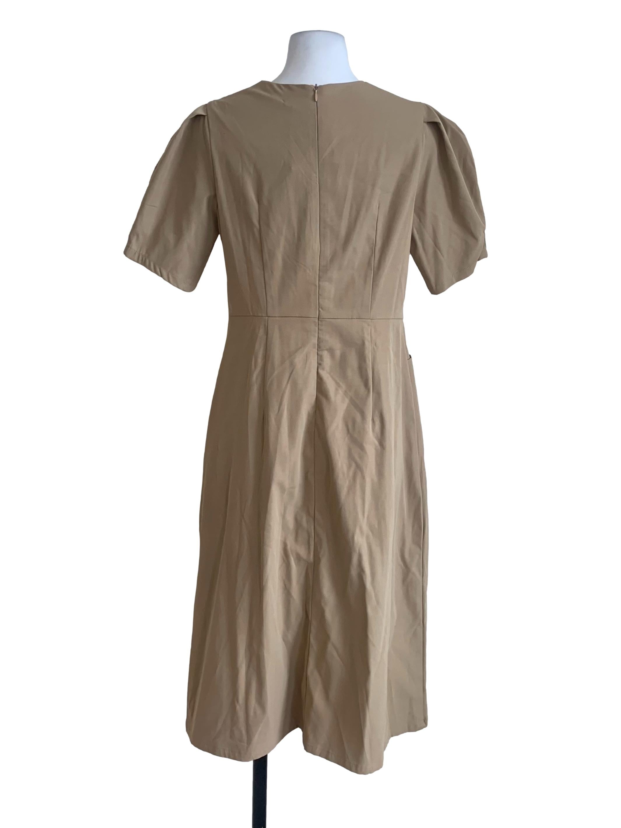 Flaxen Beige Empire Dress