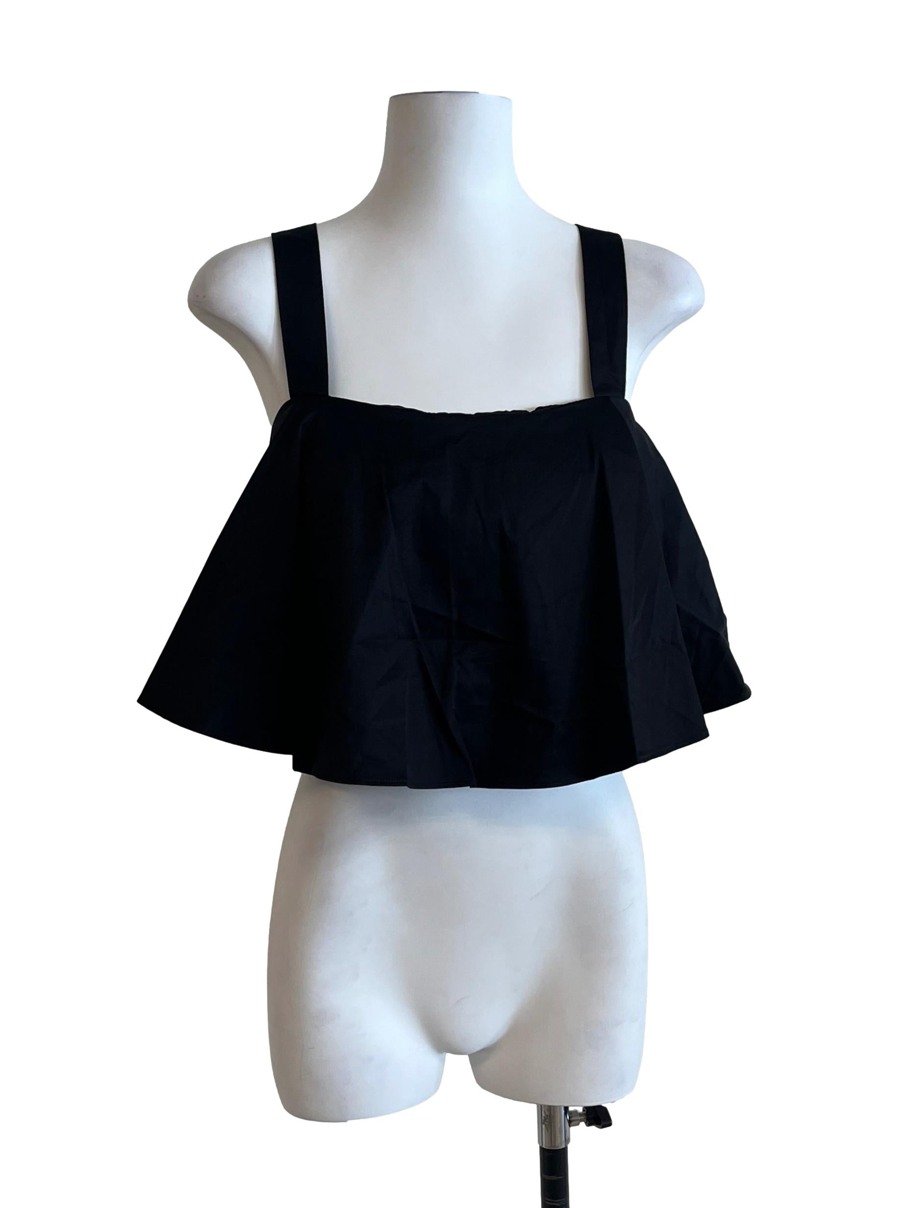 Pitch Black Square Neck Sleeveless Top
