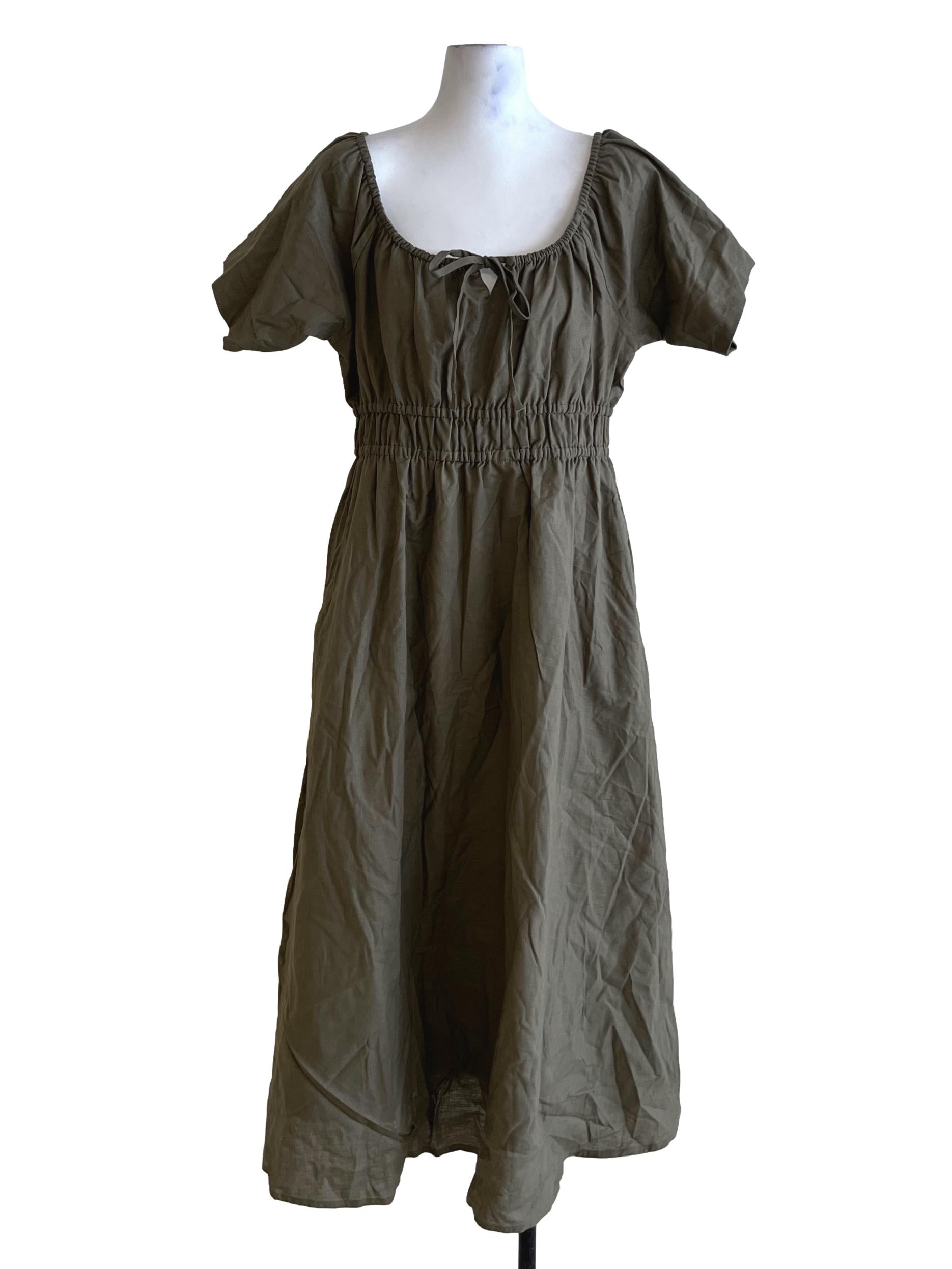 Sage Green Scoop Neckline Empire Dress