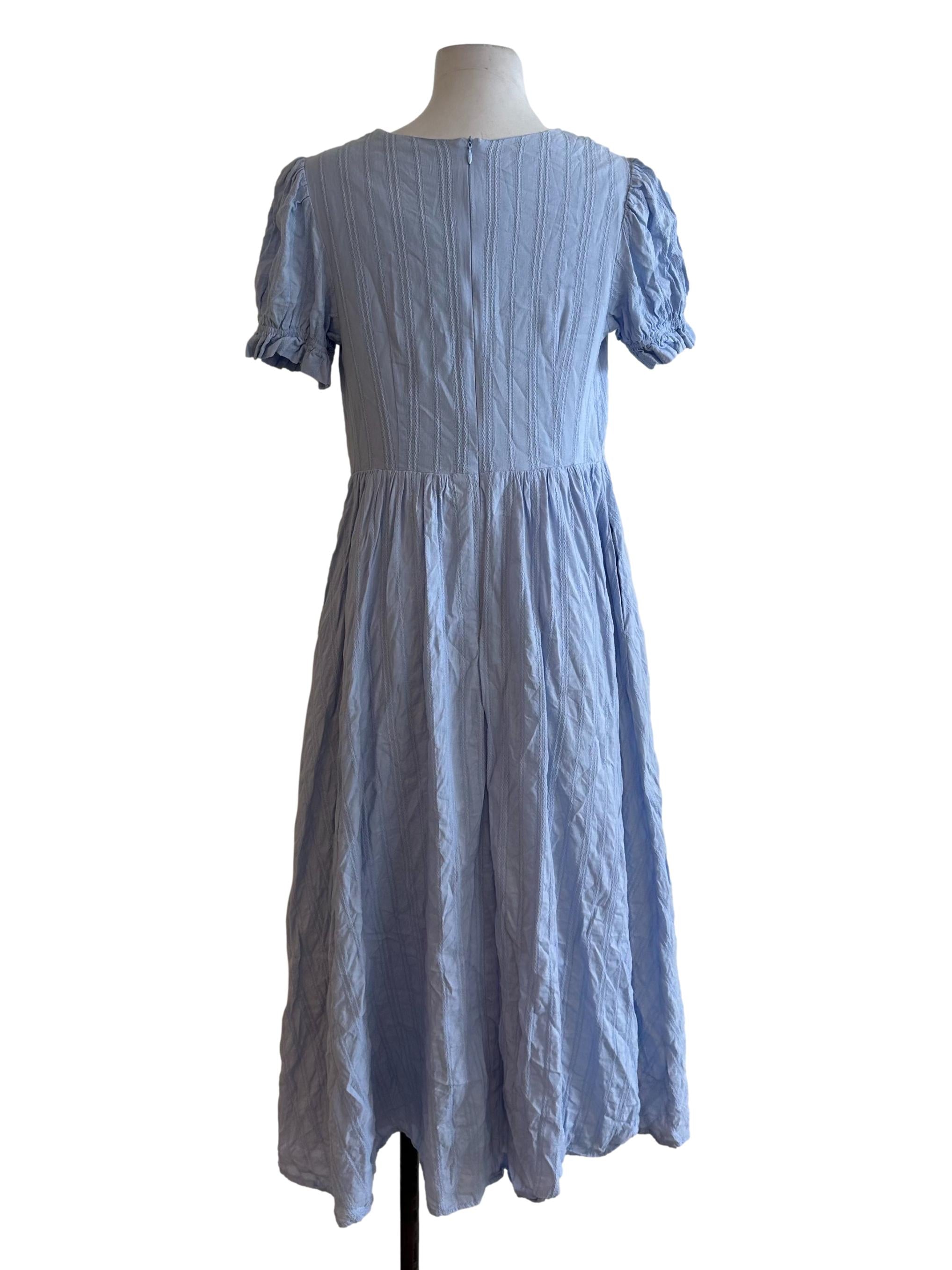 Baby Blue V Neck Textured Dress