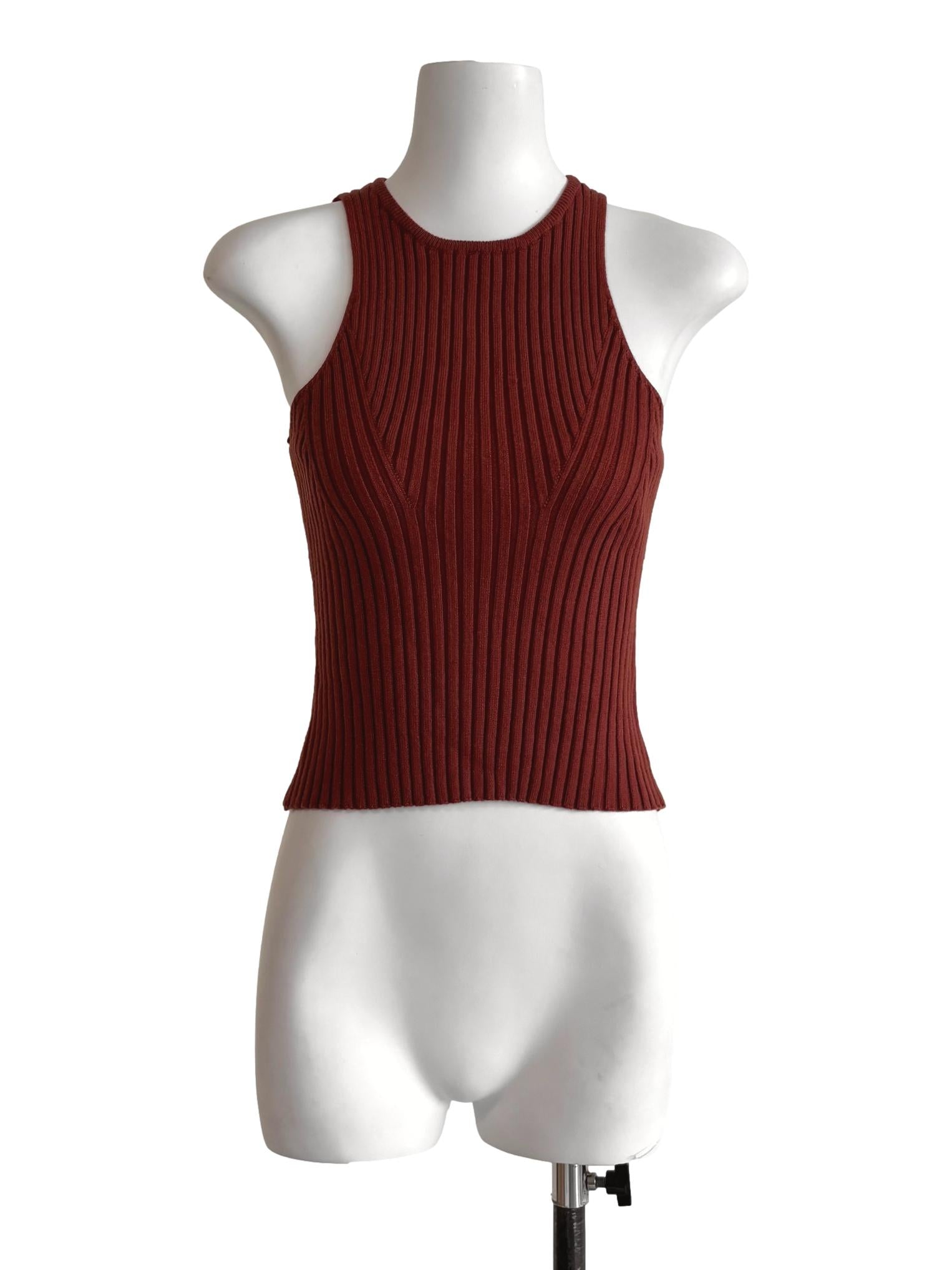 Brick Red Jewel Neck Tank Top