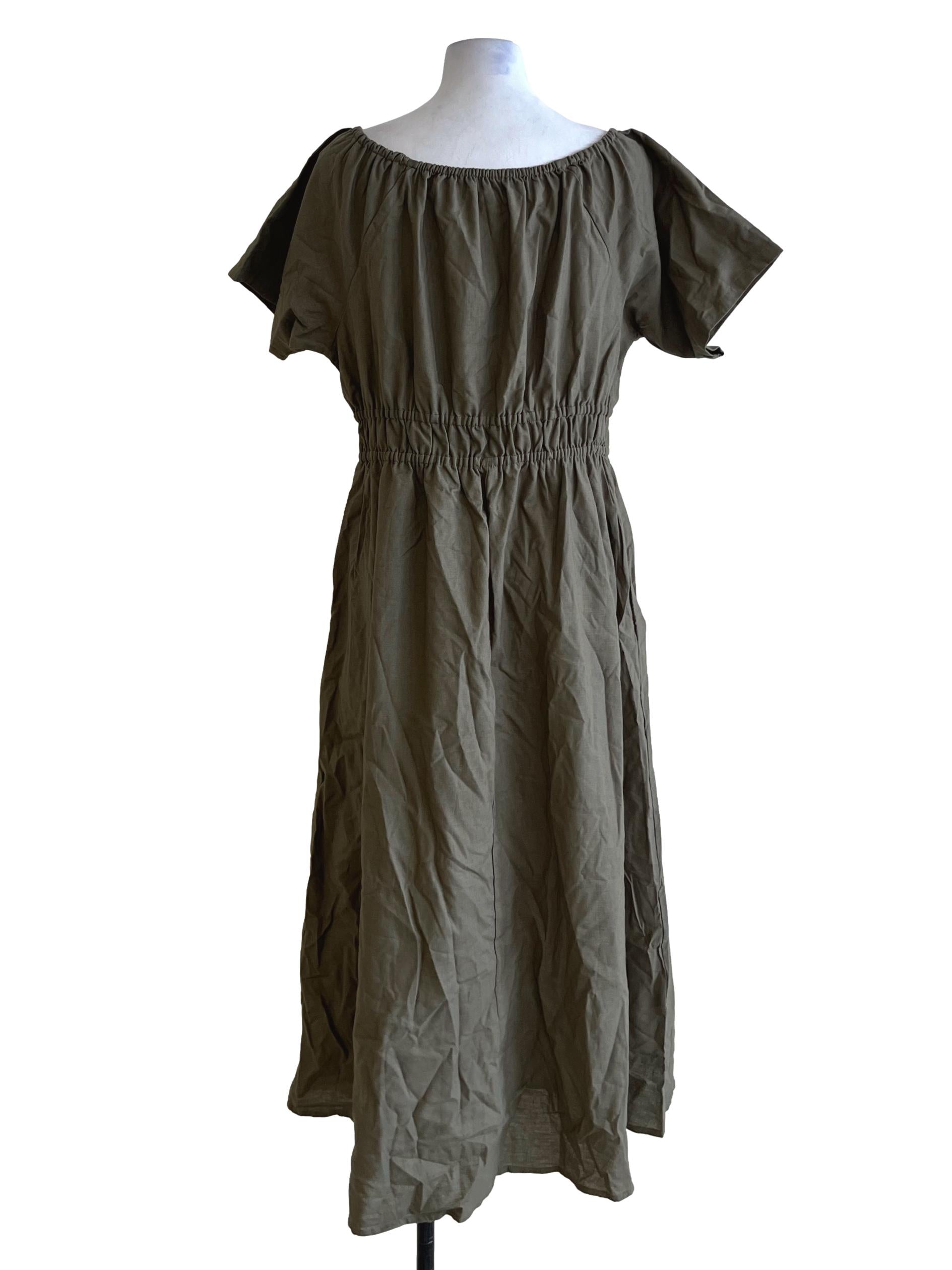 Sage Green Scoop Neckline Empire Dress