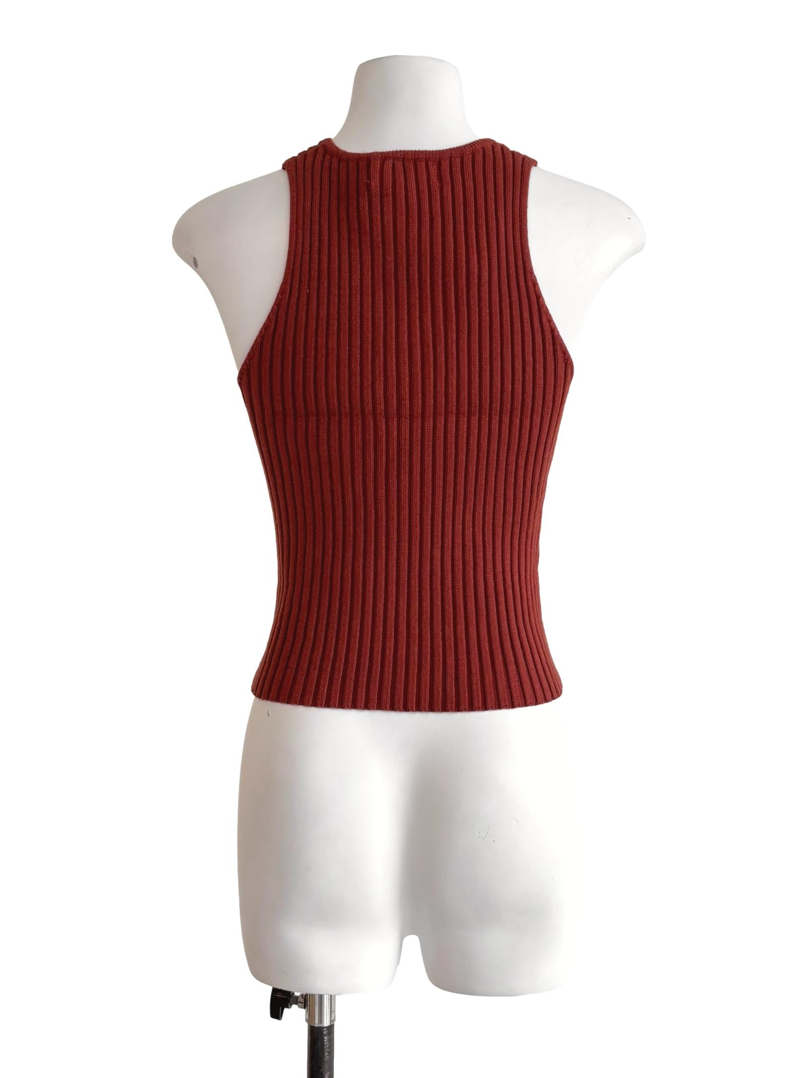 Brick Red Jewel Neck Tank Top