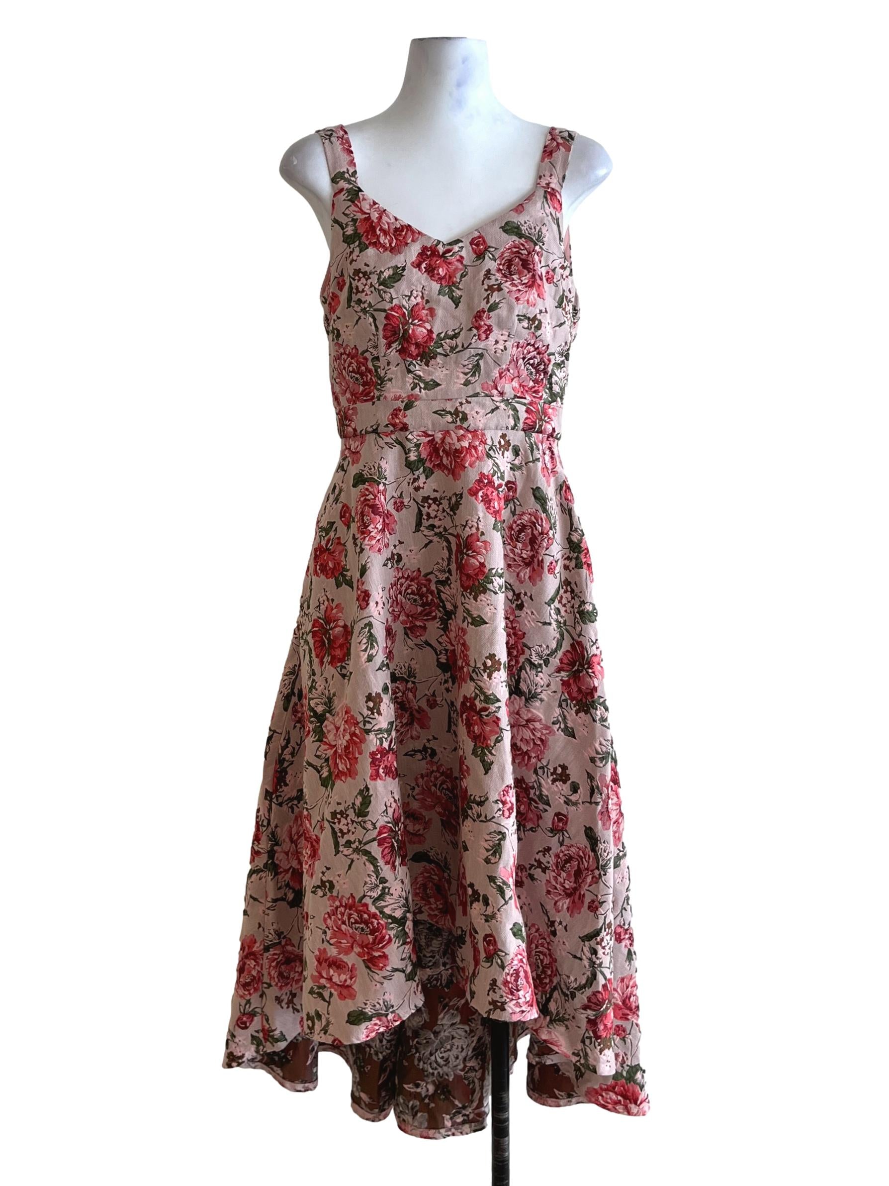 Pink Floral Empire Dress
