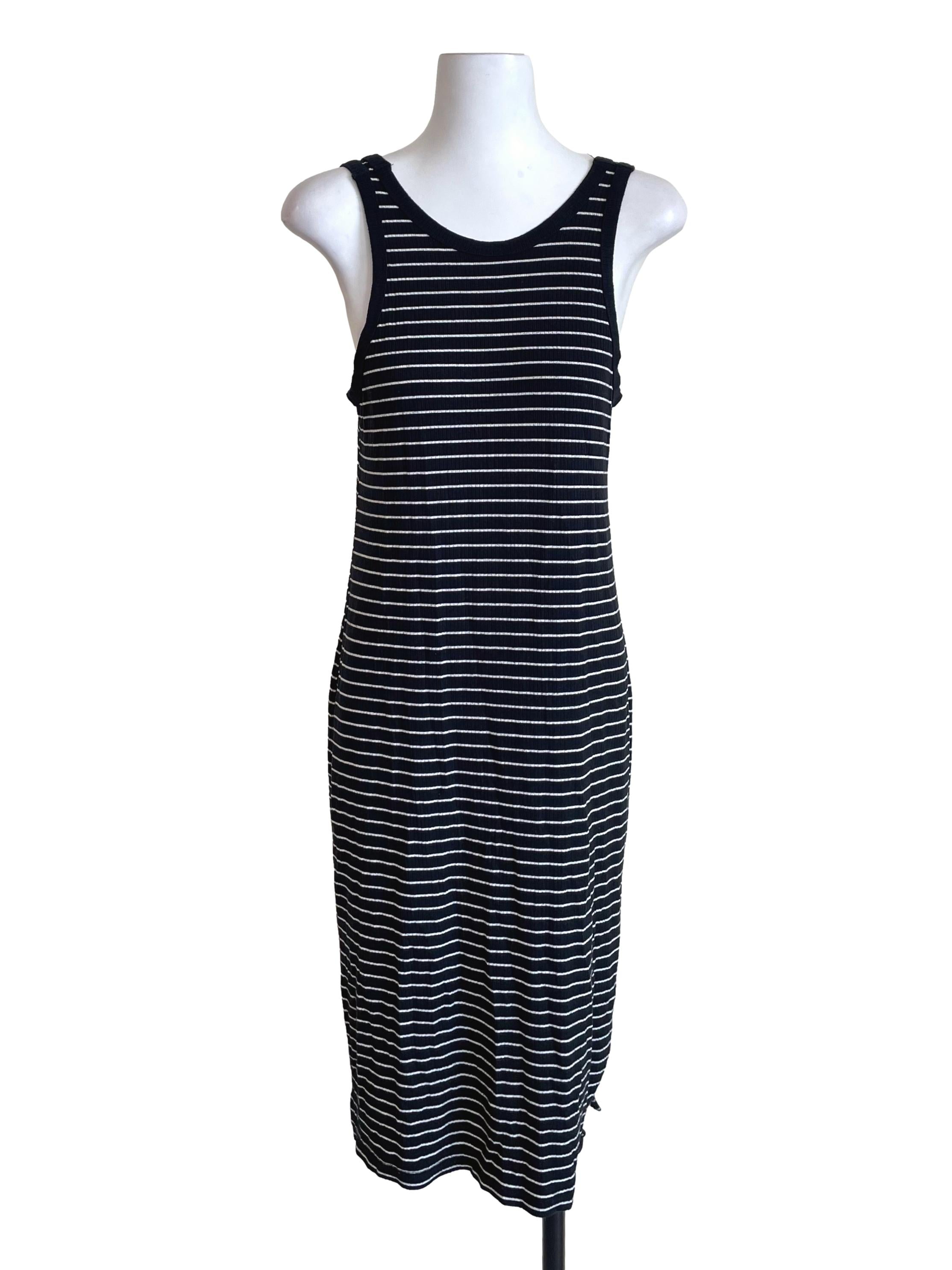 Midnight Navy Chalk Stripes Tank Dress