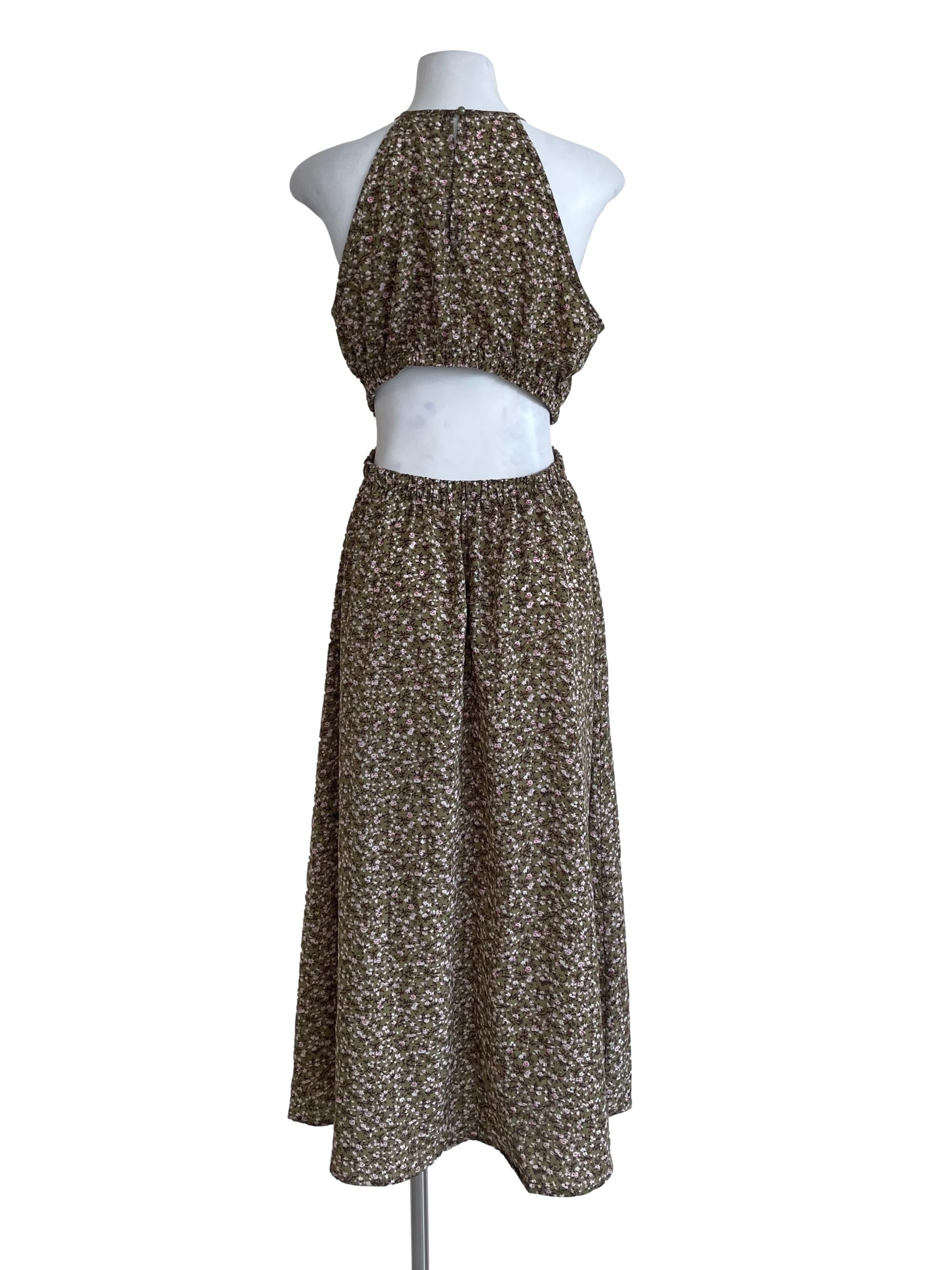 Muddy Green Floral Dress