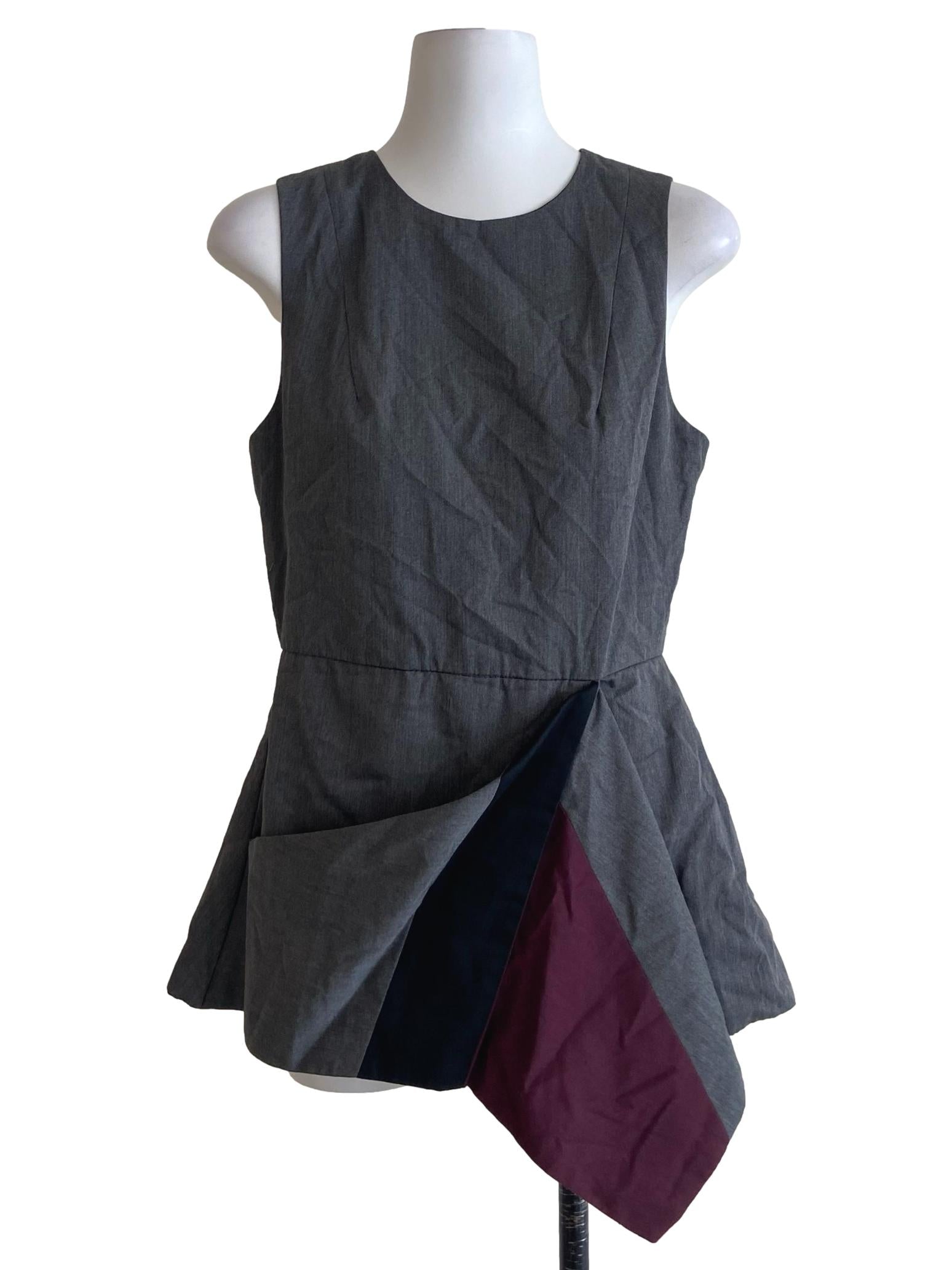 Ash Grey Sleeveless Slit Mini Dress