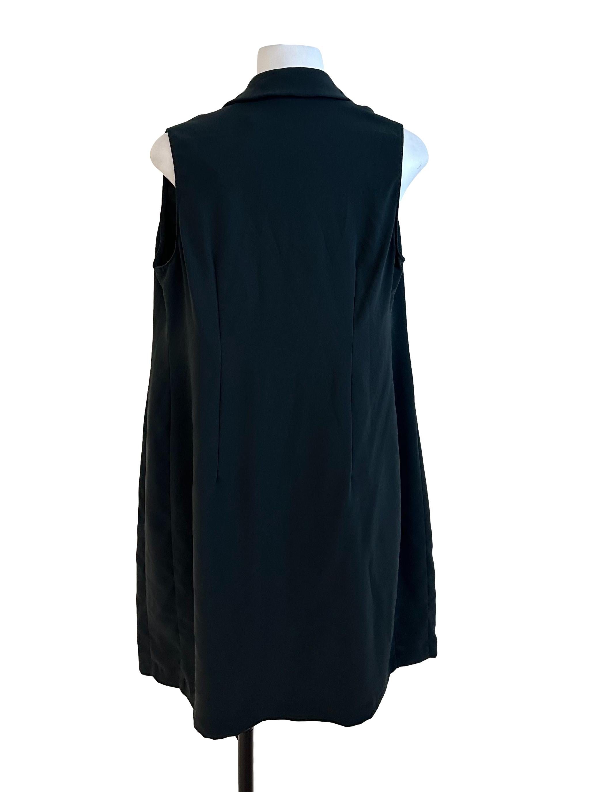 Midnight Green Front Tie Sleeveless Cardigan
