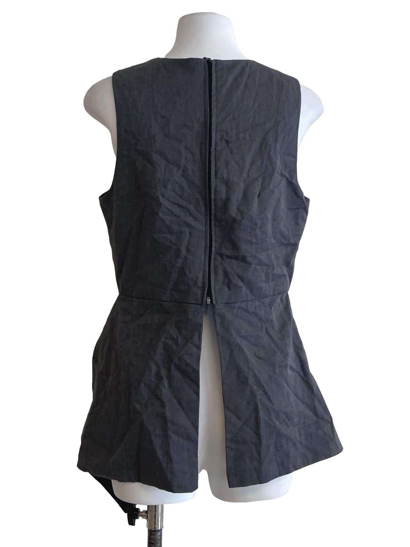 Ash Grey Sleeveless Slit Mini Dress