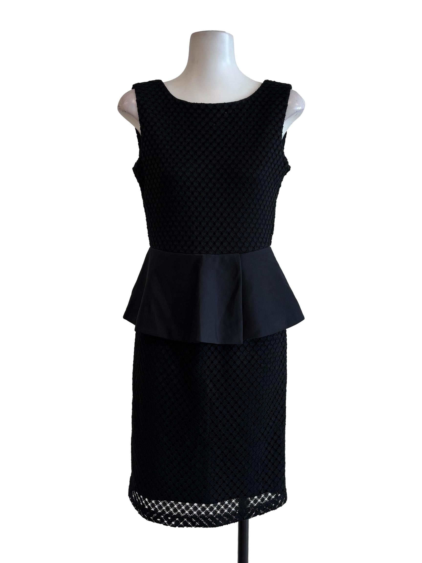 Black Outer Lace Peplum Sleeveless Dress