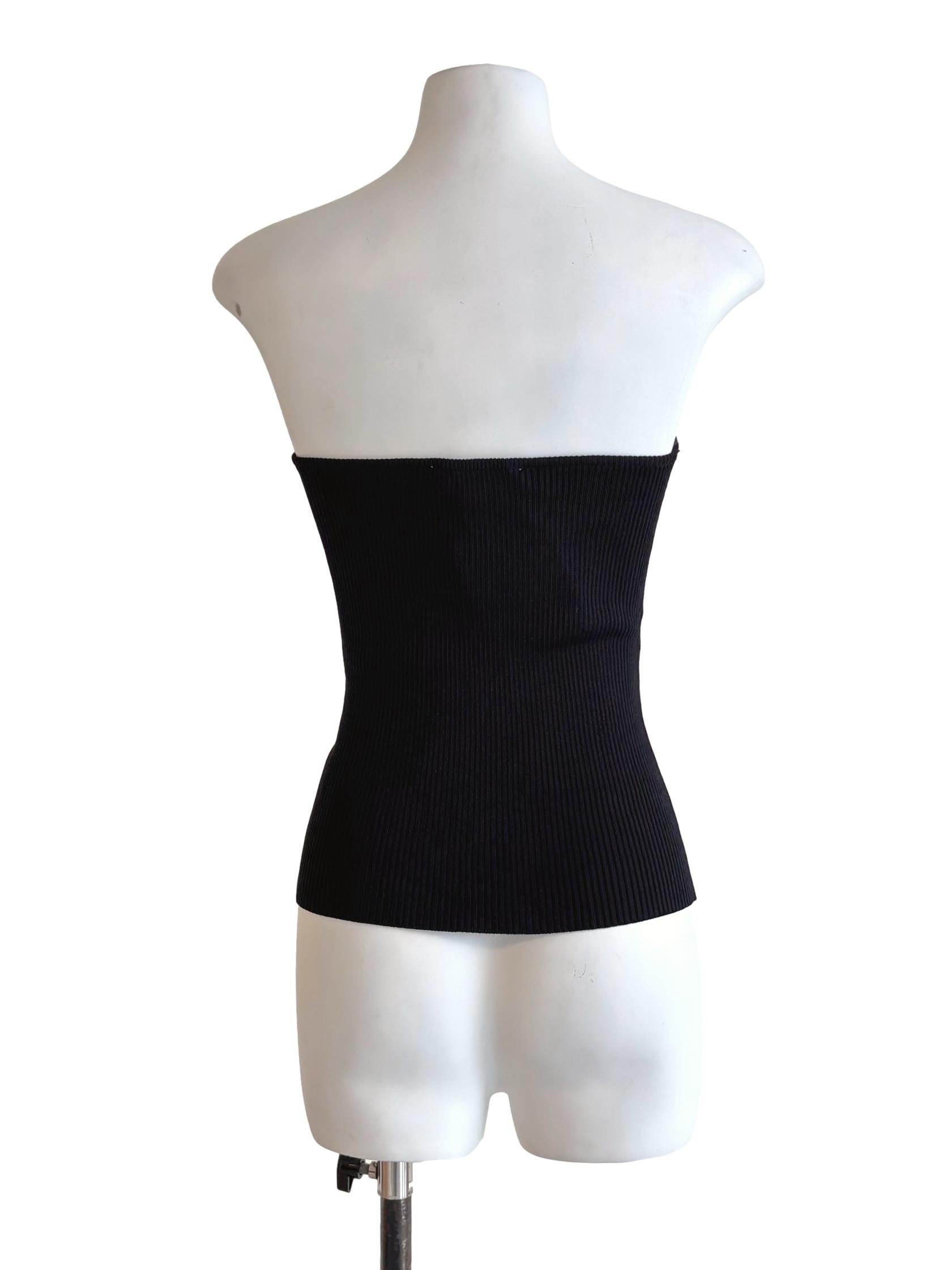 Onyx Black Strapless Ribbed Top LB