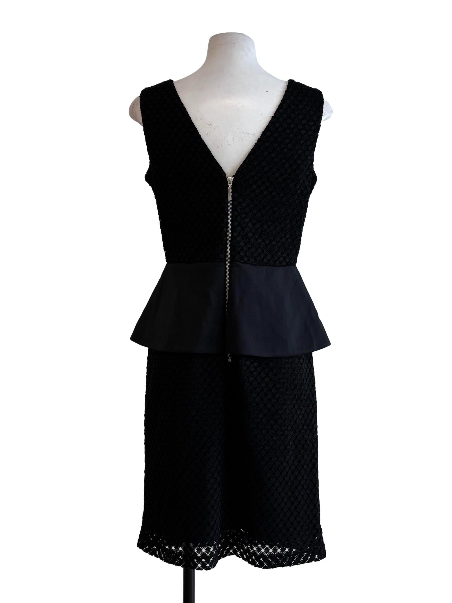 Black Outer Lace Peplum Sleeveless Dress