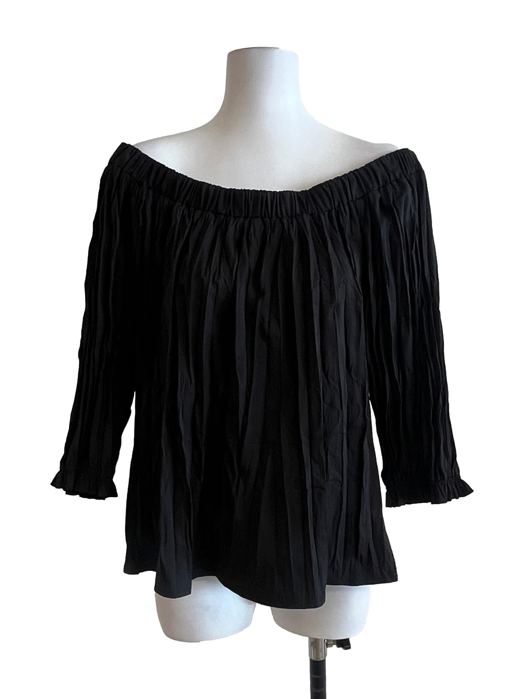 Pitch Black Off Shoulder Long Sleeve Top