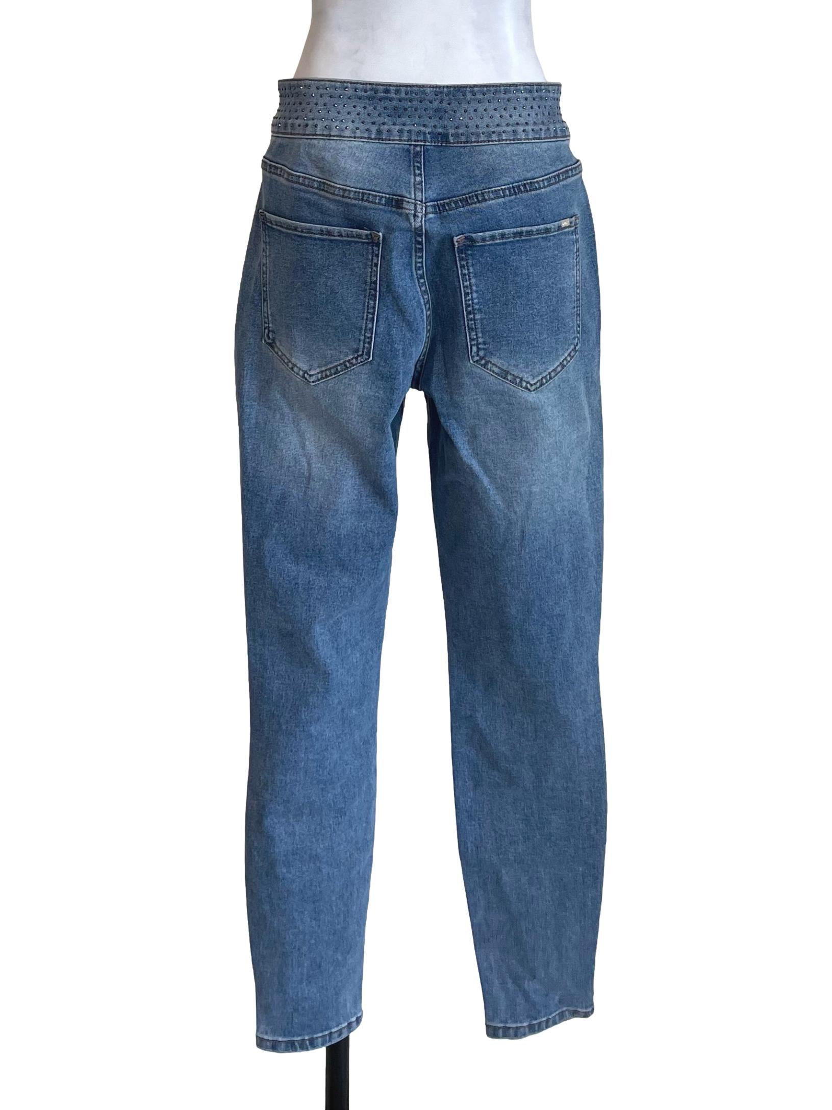 Blue Rhinestones Skinny Jeans