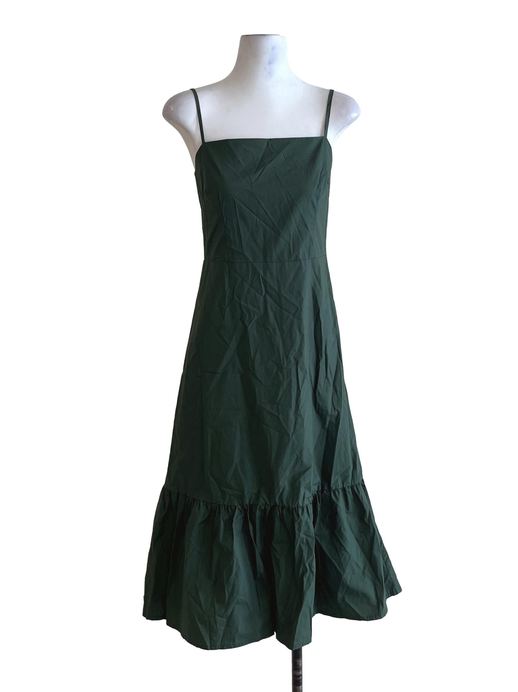 Pine Green Spaghetti Strap A-Line Dress TEM