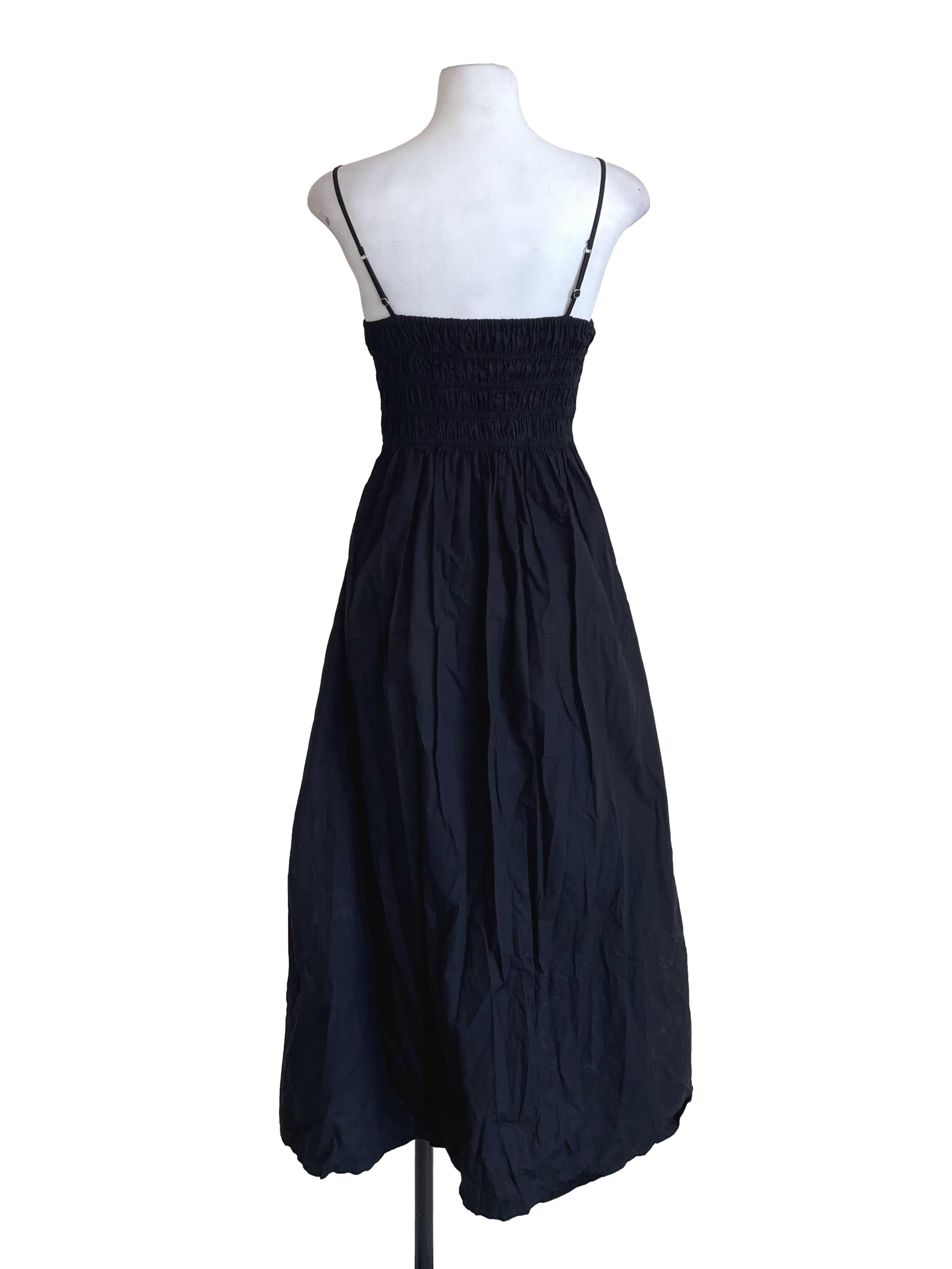 Black Shirred Bouffant Dress