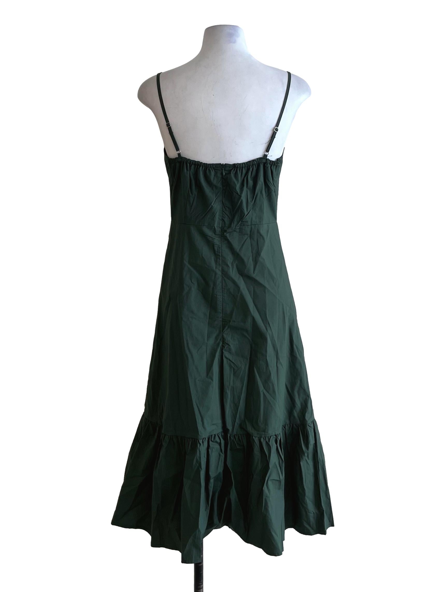 Pine Green Spaghetti Strap A-Line Dress TEM