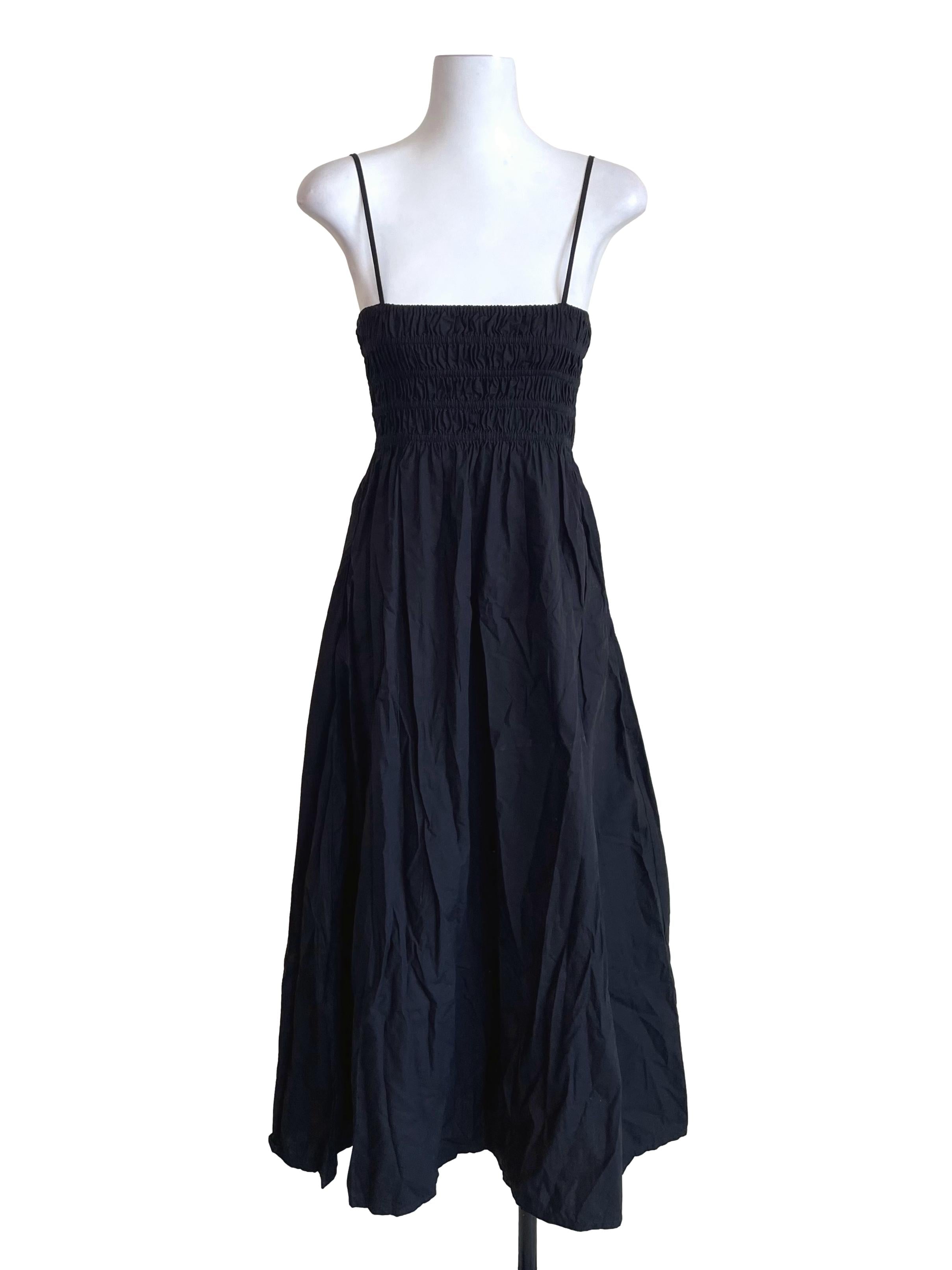 Black Shirred Bouffant Dress
