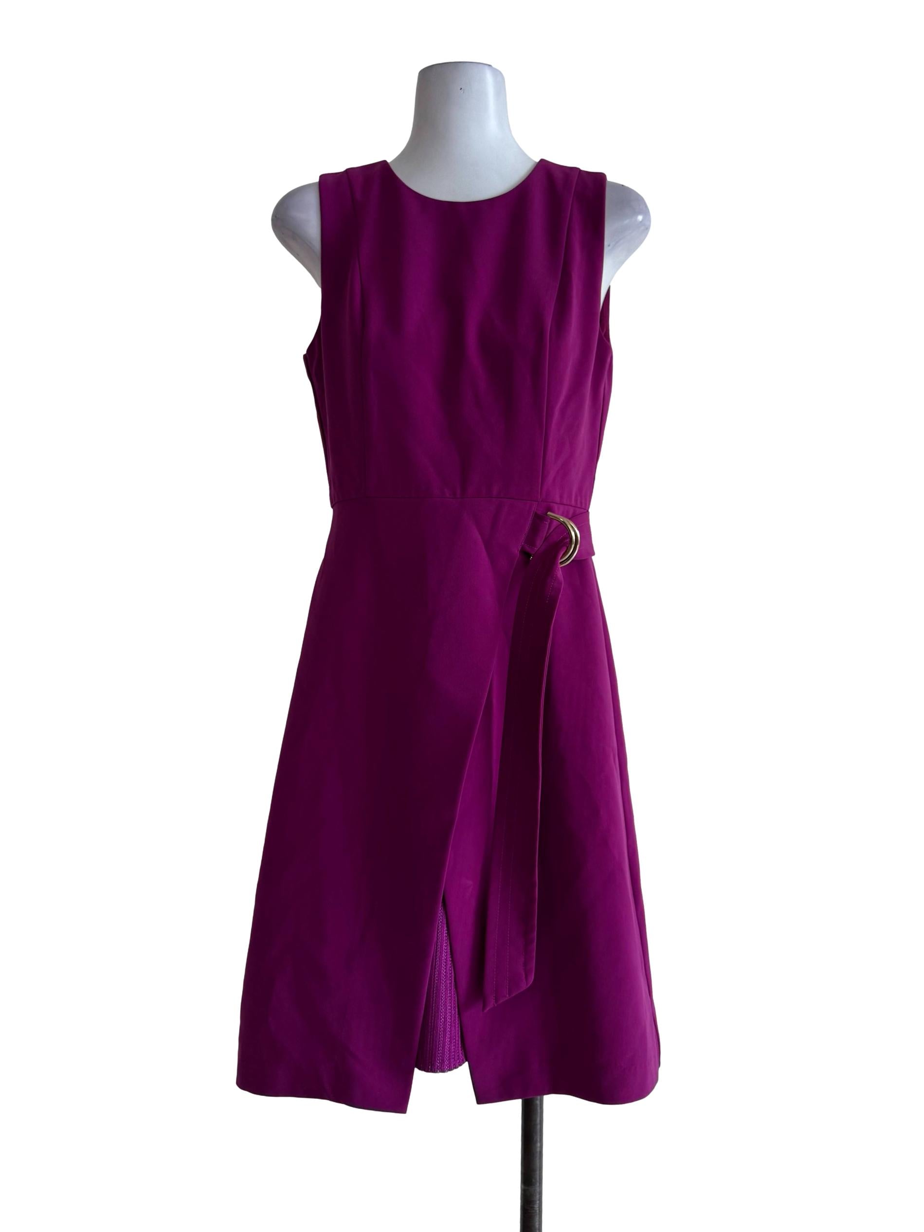 Magenta With Belt Empire Dress