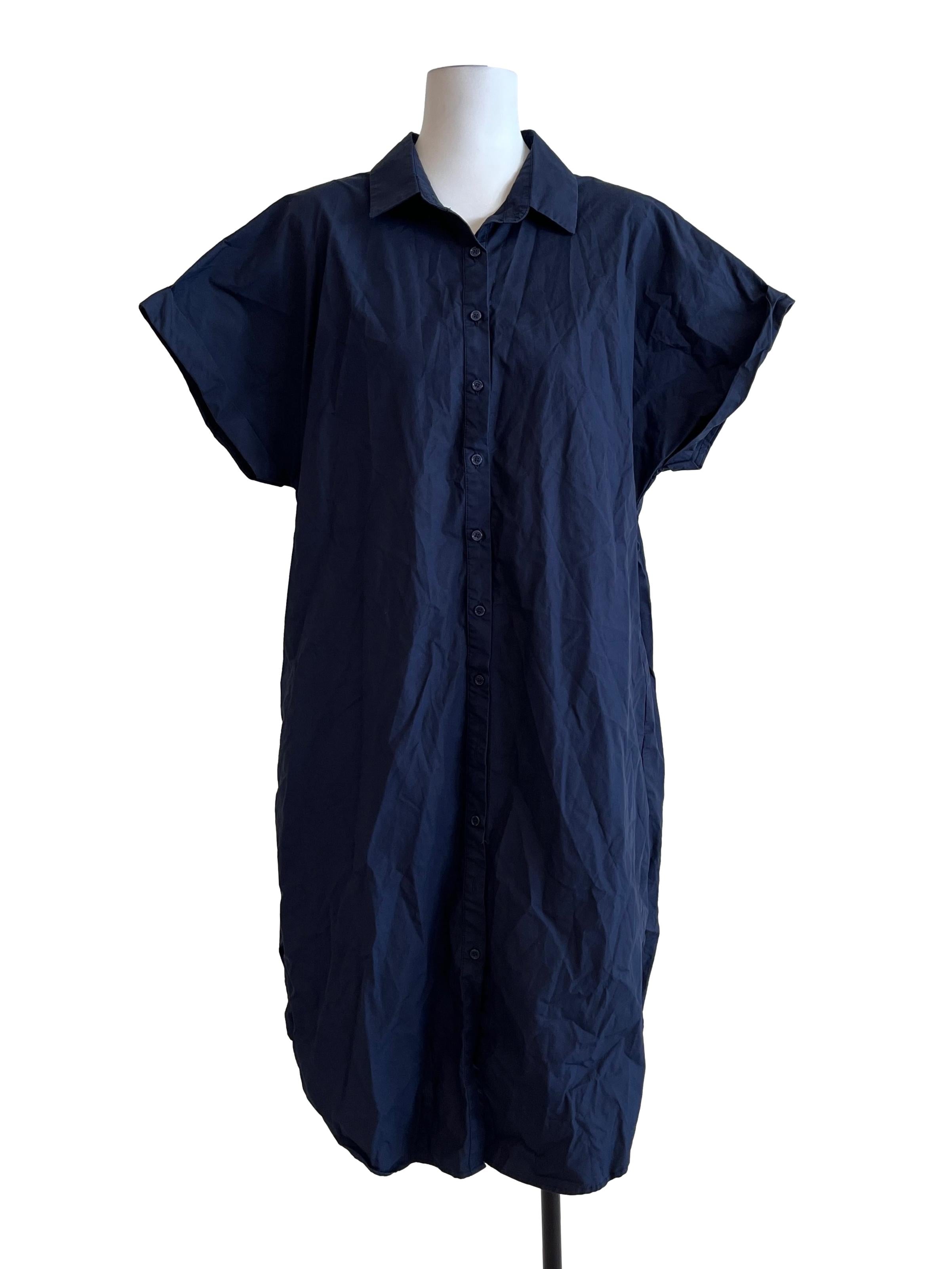 Peacock Blue V-Neck Shirt Dress