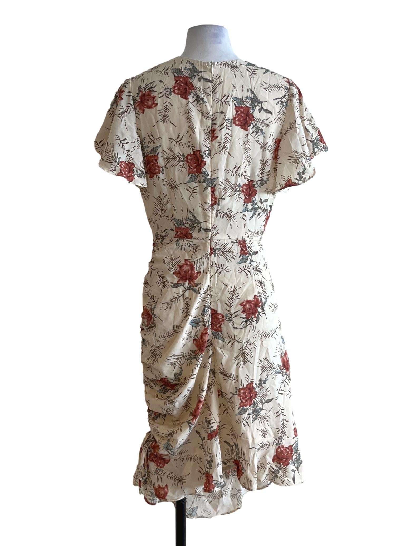 Cream White Floral Empire Dress